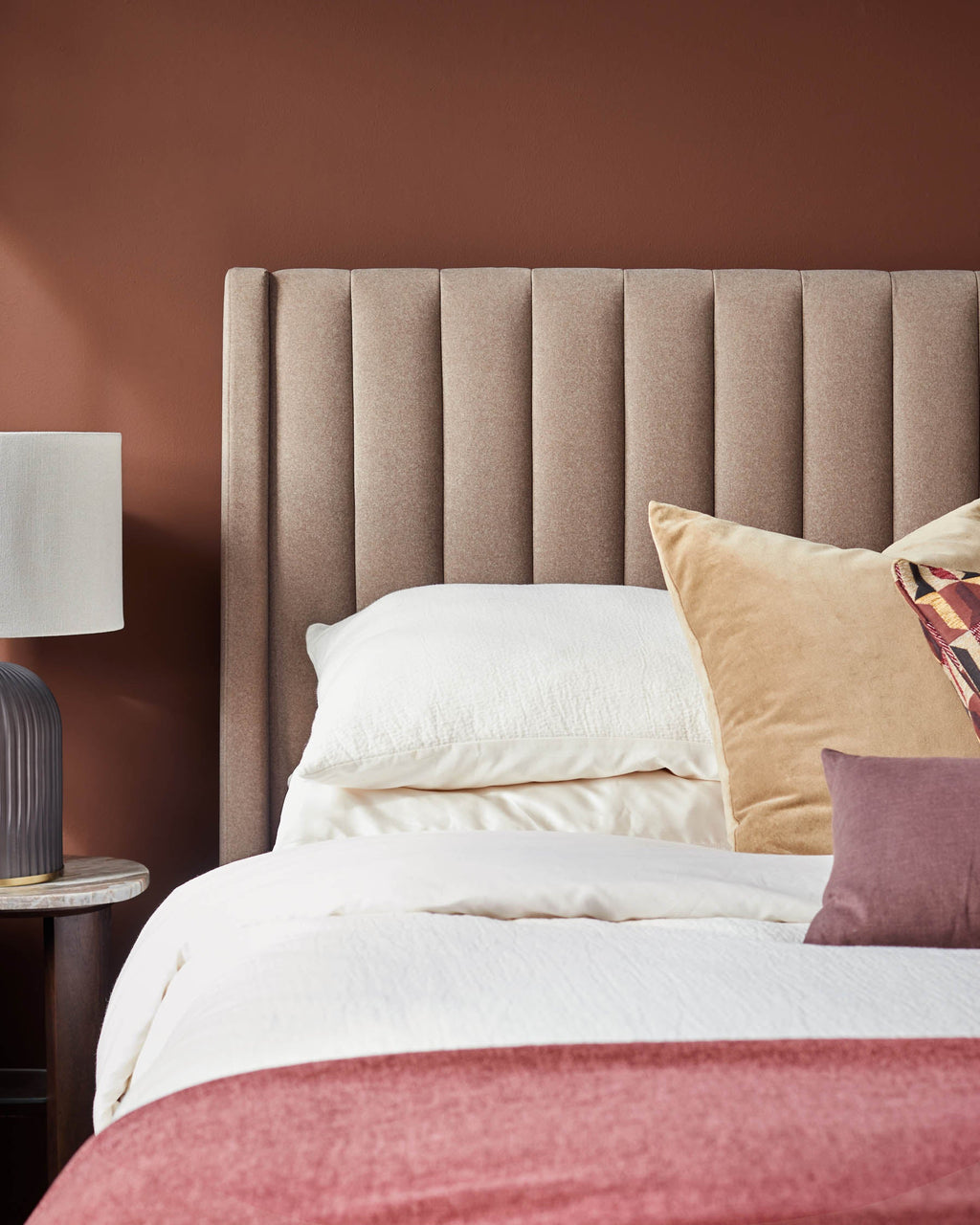 Amalfi mocha fabric double ottoman storage bed