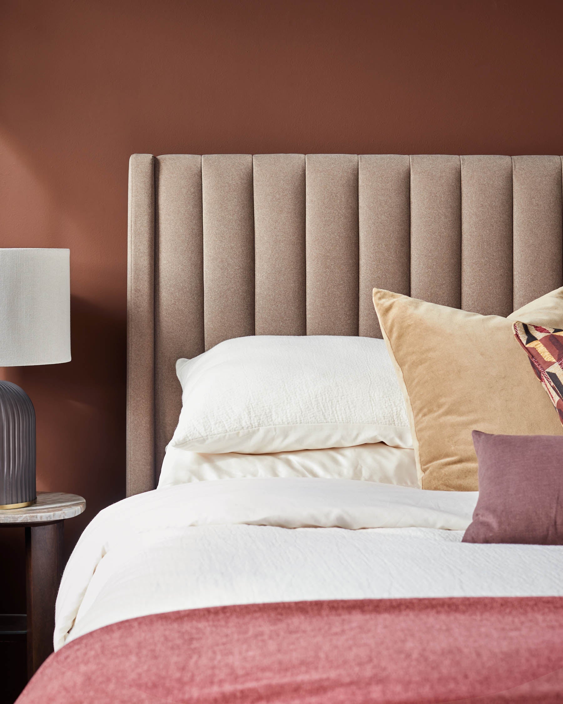 Amalfi mocha fabric double ottoman storage bed