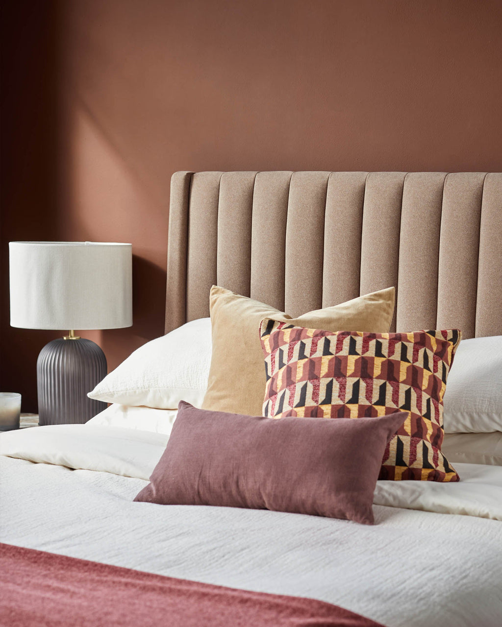 Amalfi mocha fabric double ottoman storage bed