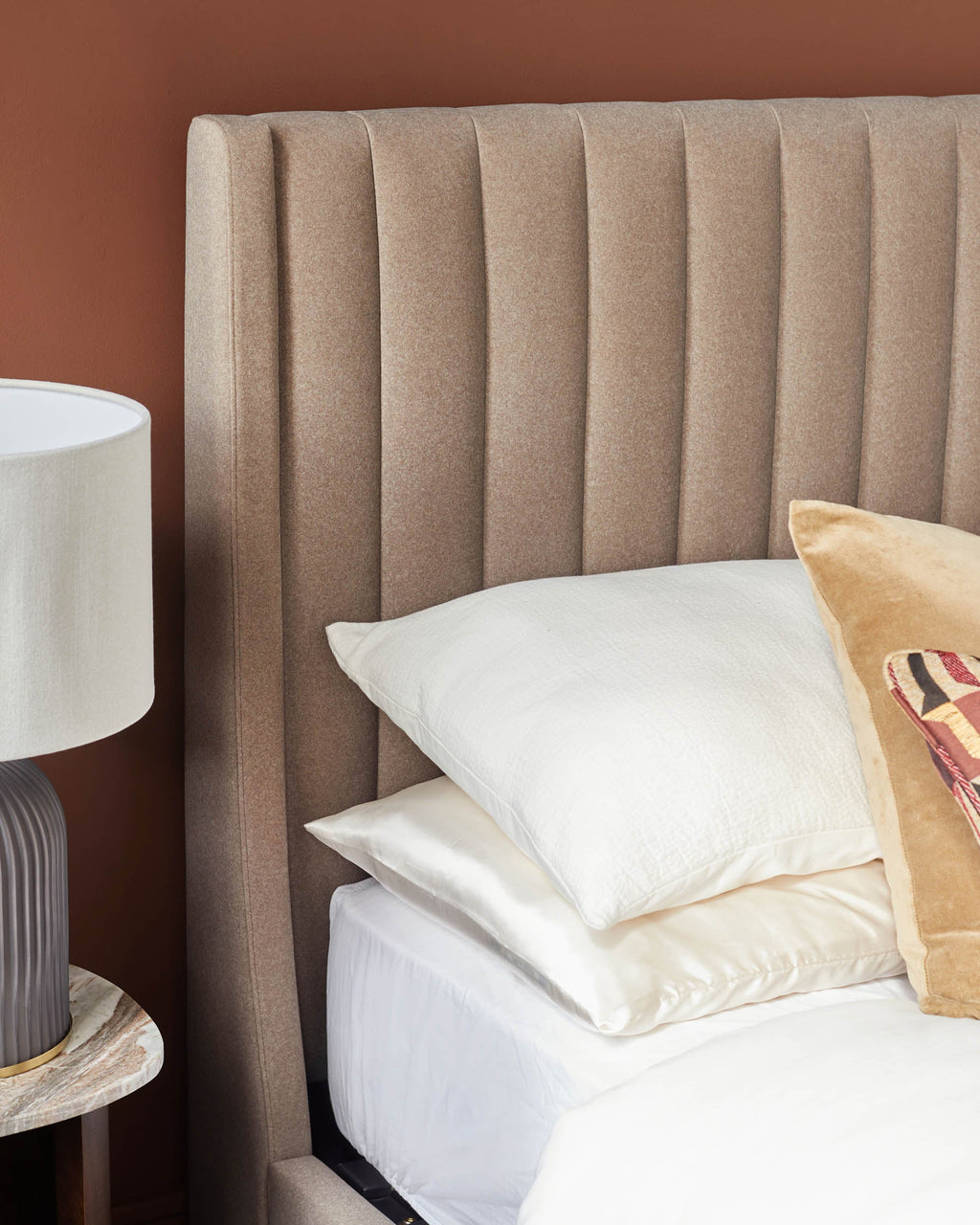 Amalfi mocha fabric super king ottoman storage bed