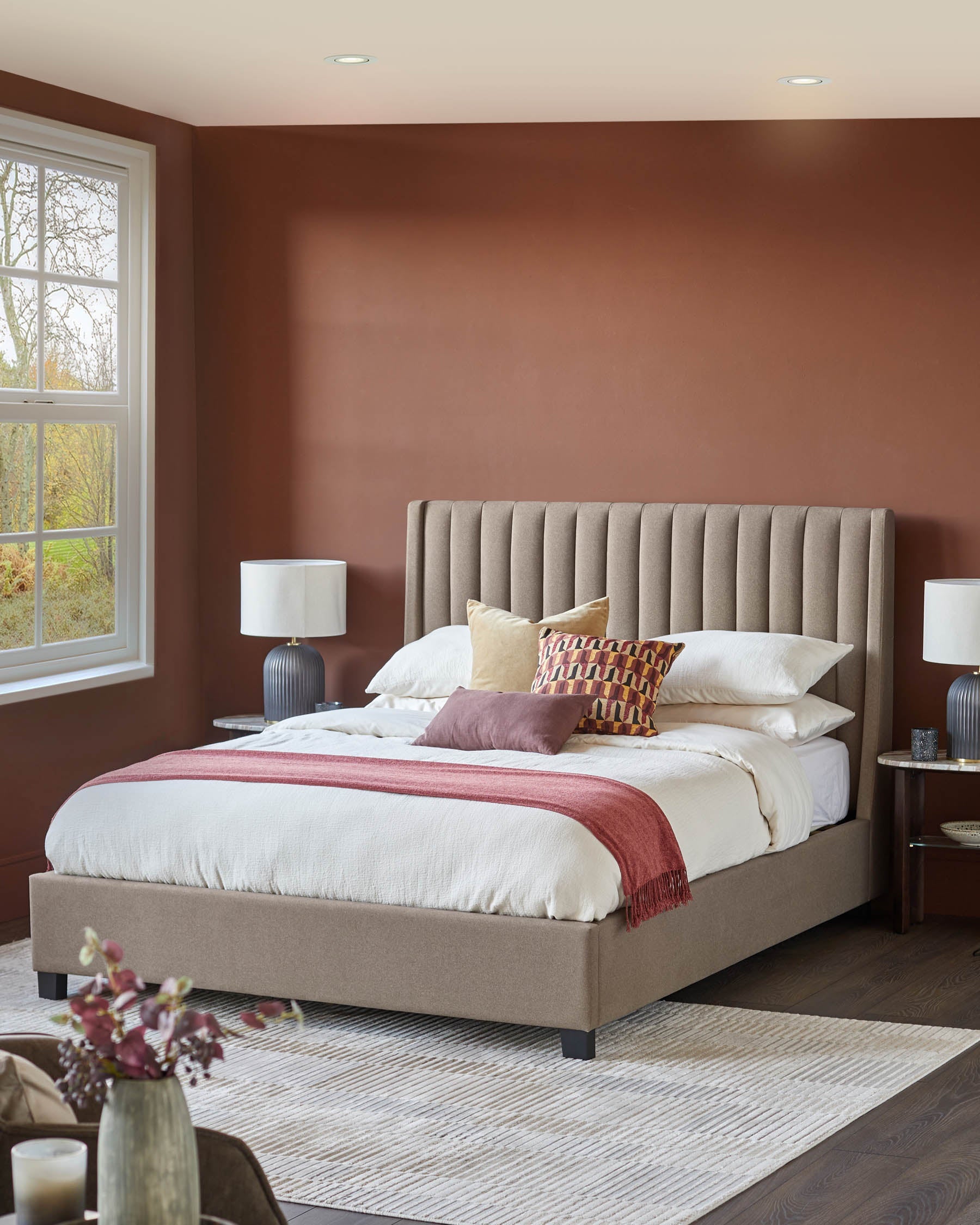 Amalfi mocha fabric super king ottoman storage bed