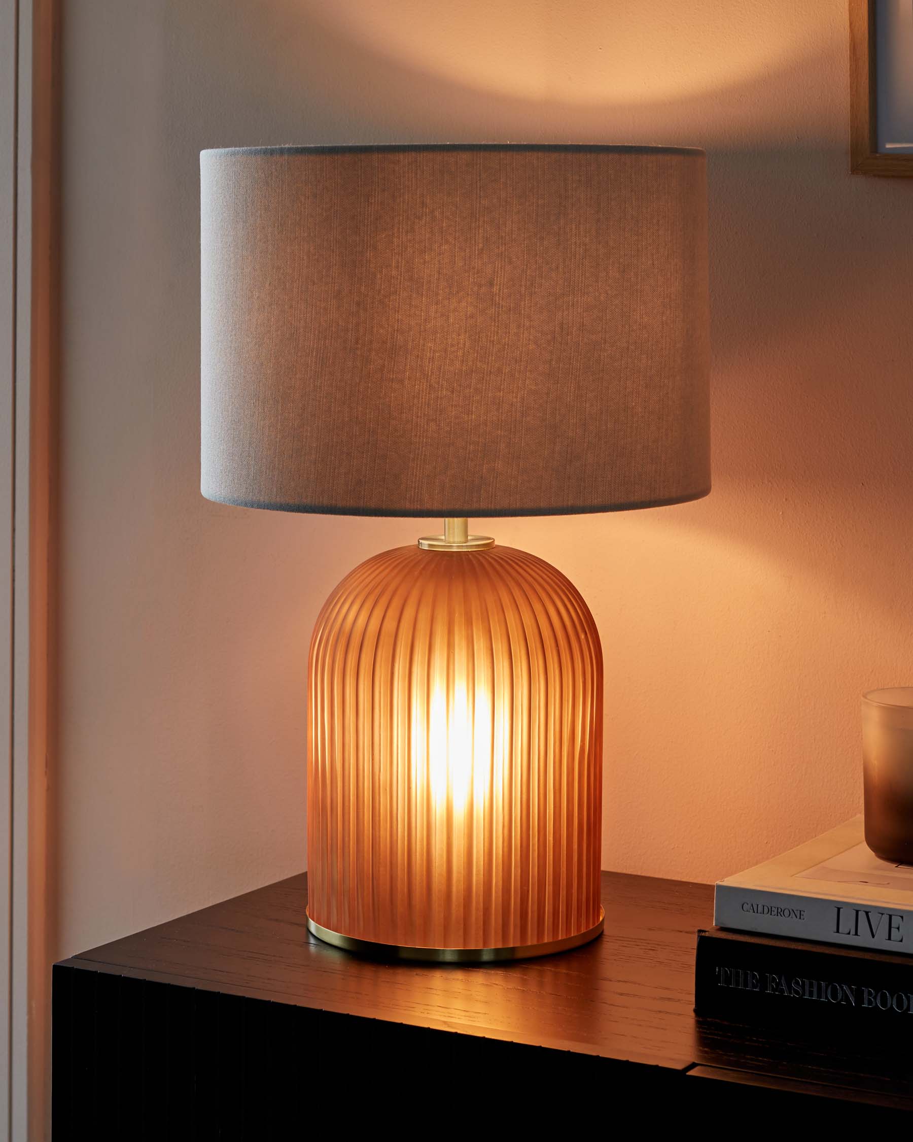Amalfi Amber Table Lamp with Linen Look Shade
