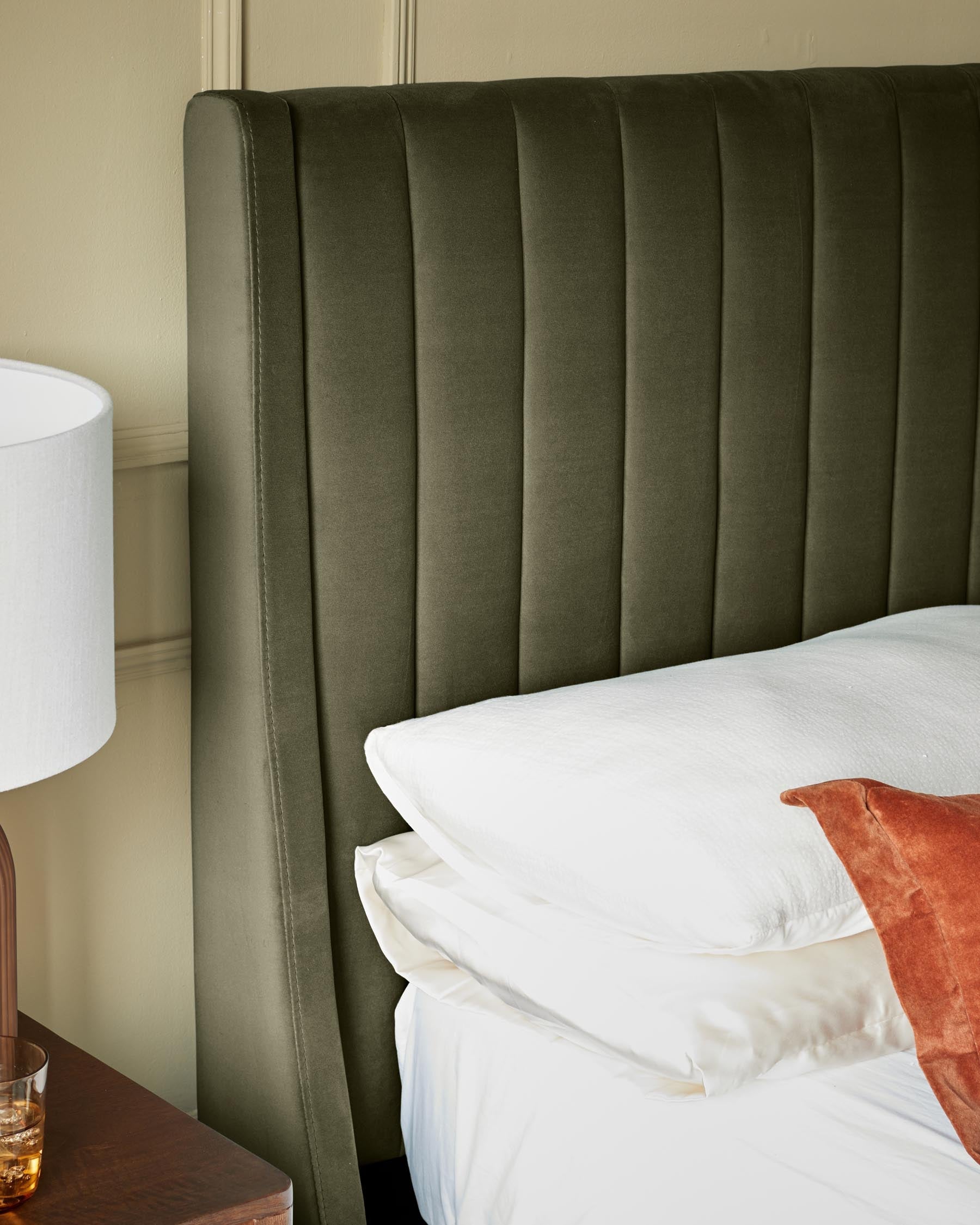 Amalfi olive green velvet double ottoman storage bed