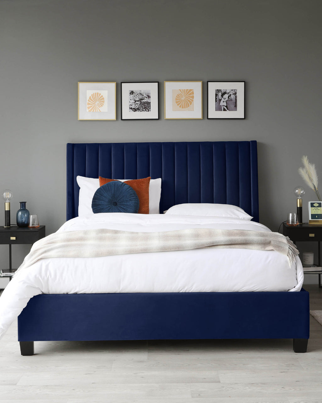 Amalfi Navy Velvet Super King Size Ottoman Storage Bed