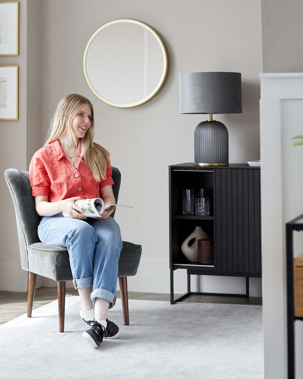 Amalfi Dual-Lit Grey Table Lamp