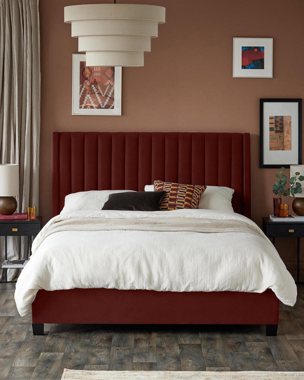 Amalfi toffee red velvet super king size ottoman storage bed