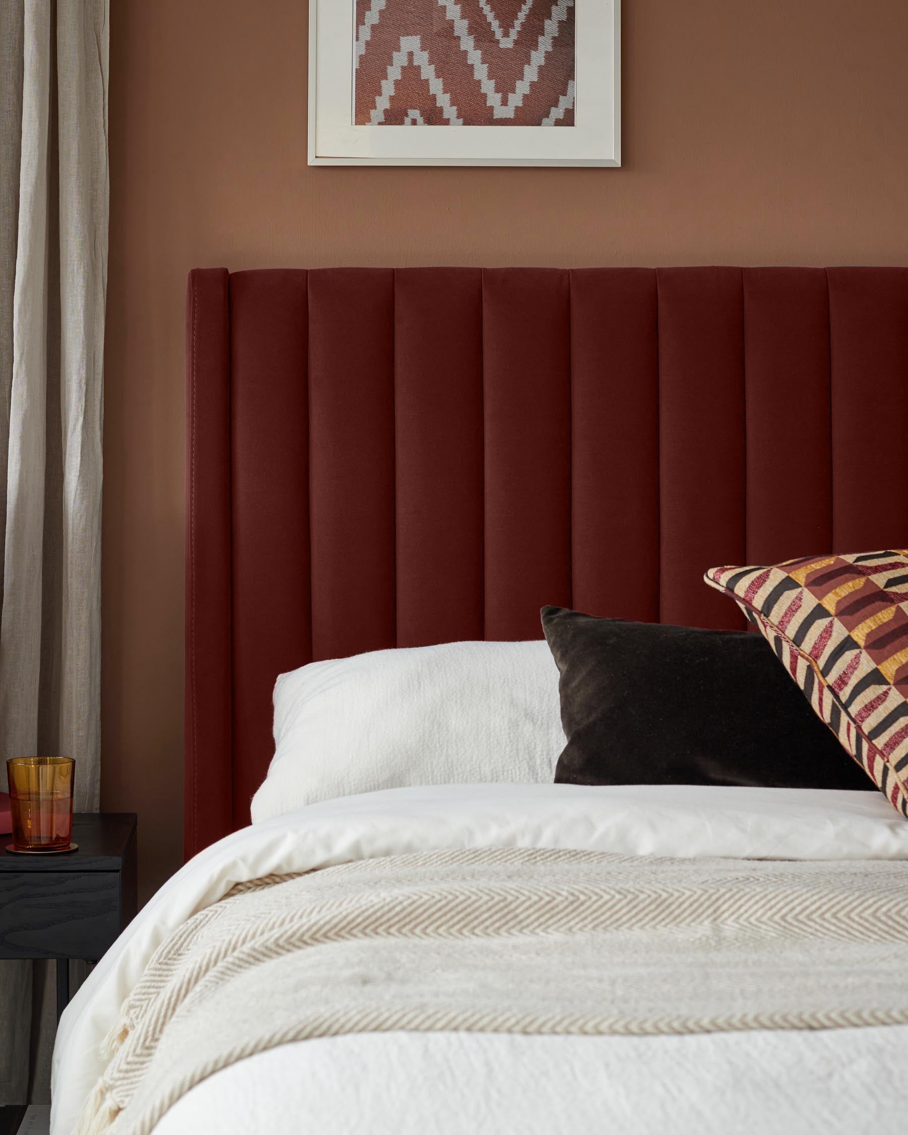 Amalfi toffee red velvet double ottoman storage bed