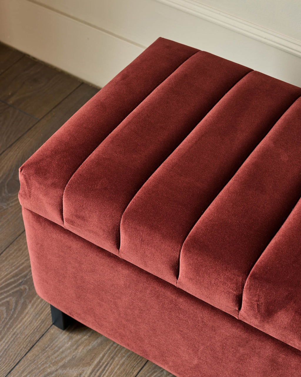Amalfi toffee red velvet ottoman bench