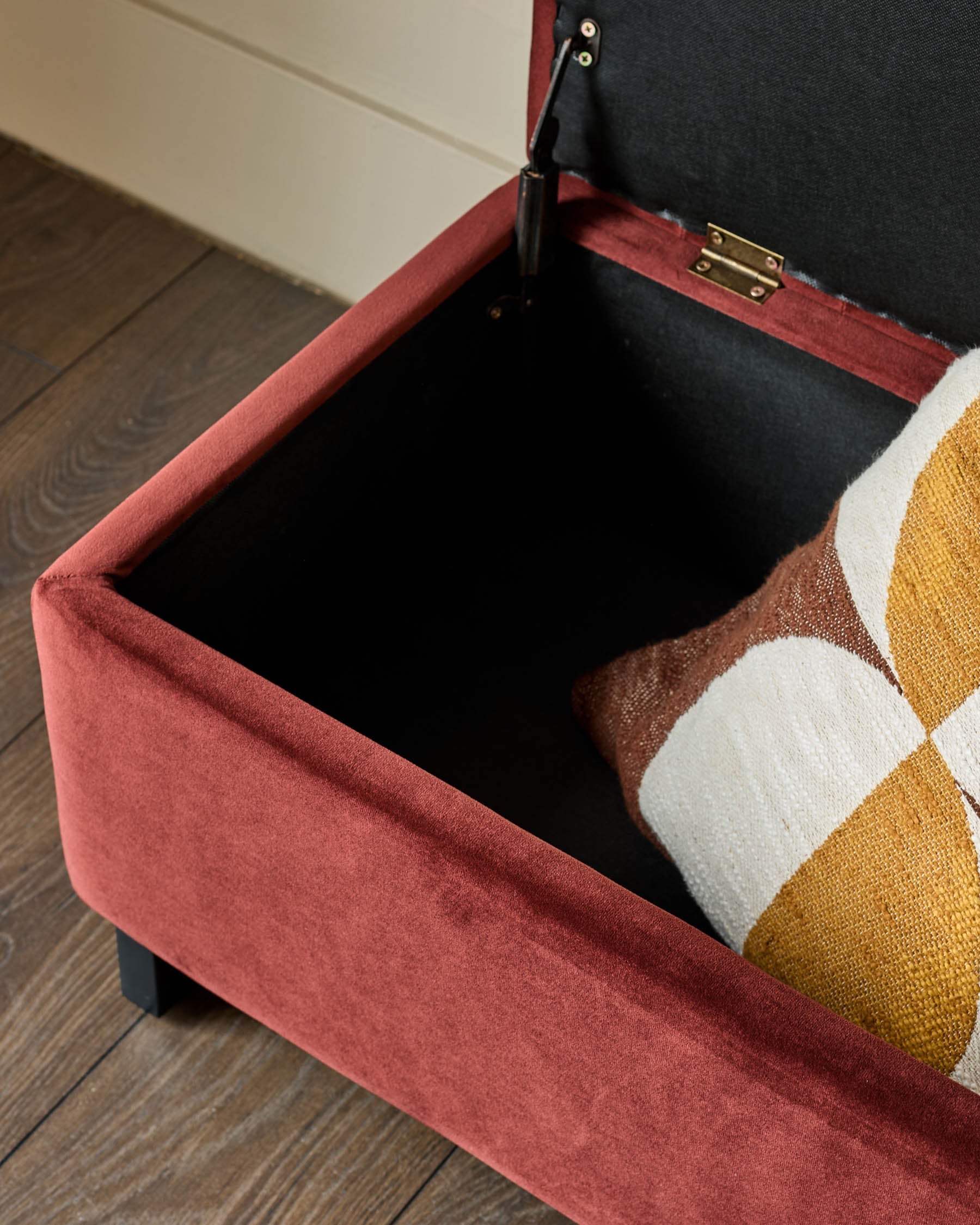 Amalfi toffee red velvet ottoman bench