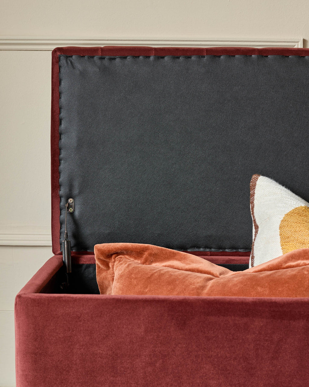 Amalfi toffee red velvet ottoman bench