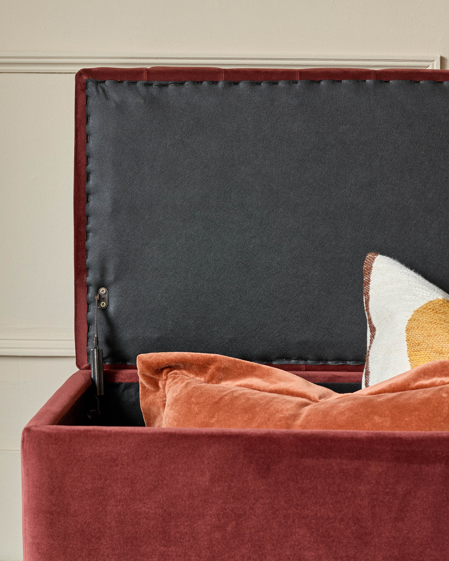 Amalfi toffee red velvet ottoman bench