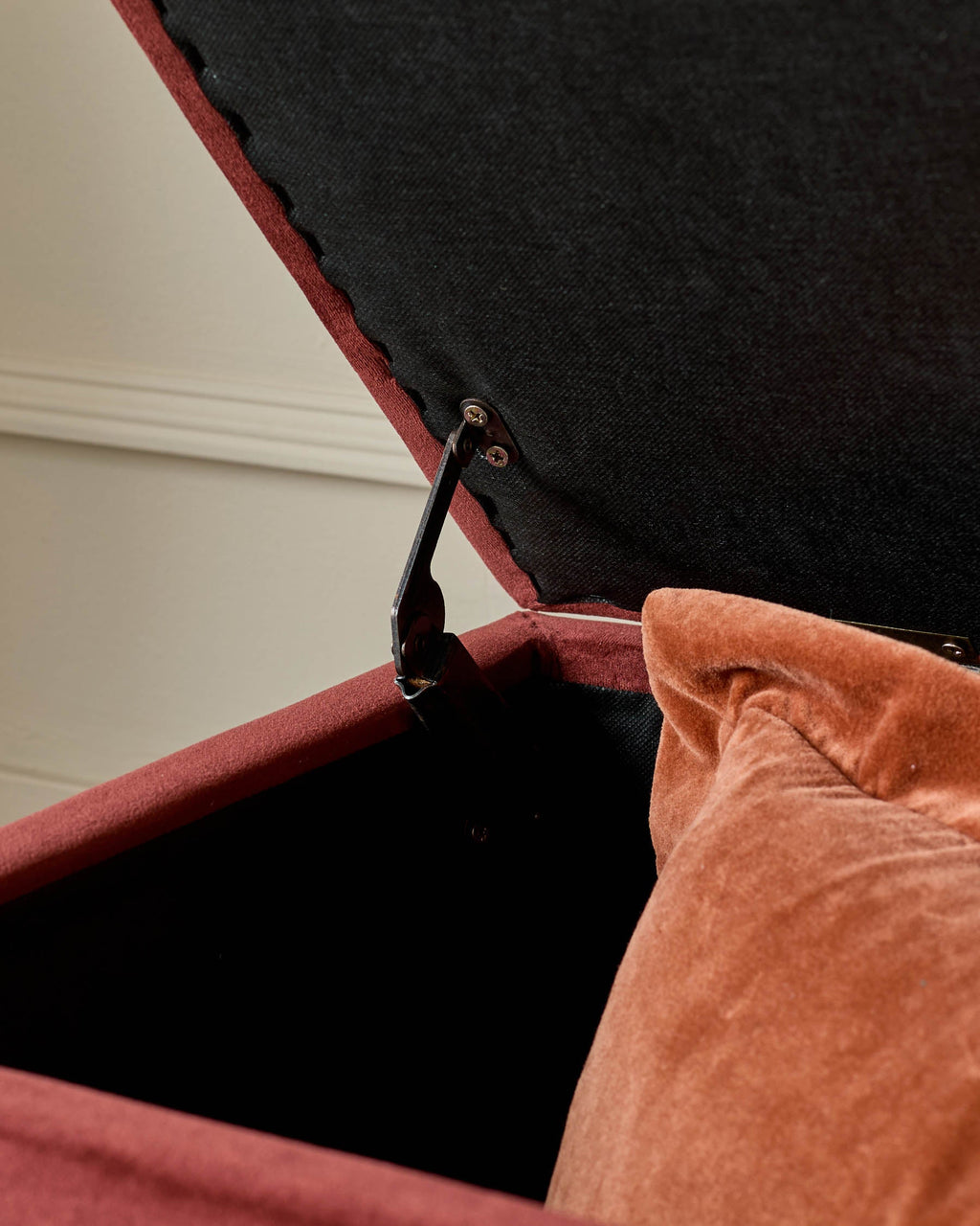 Amalfi toffee red velvet ottoman bench