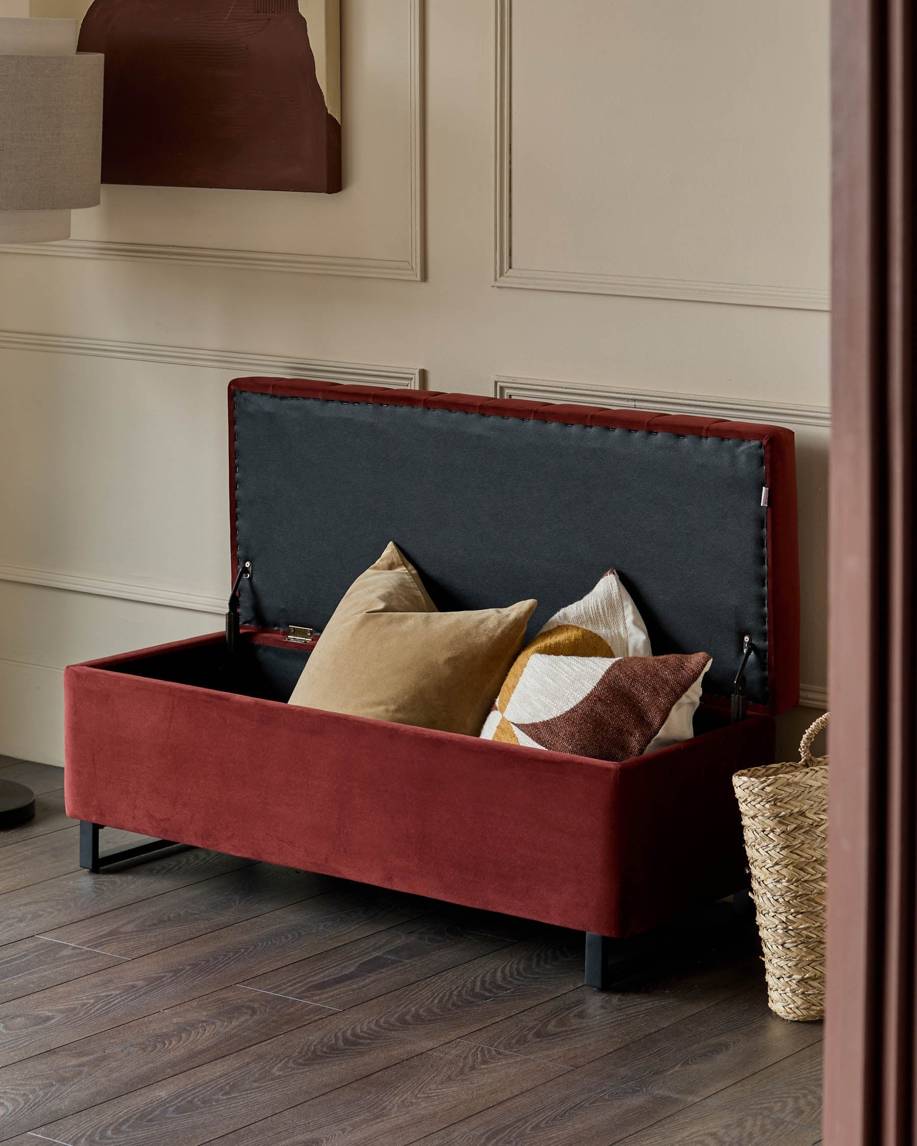 Amalfi toffee red velvet ottoman bench