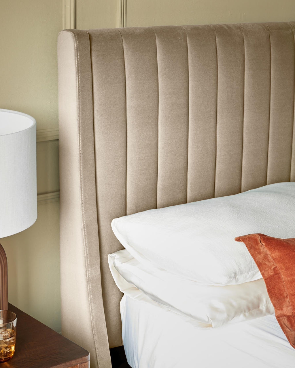 Amalfi Champagne Velvet Double Ottoman Storage Bed