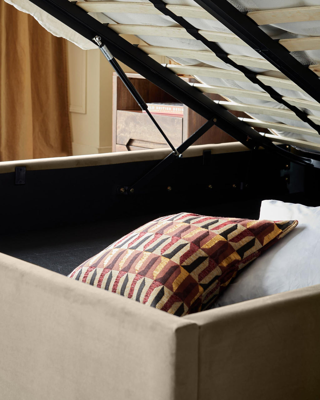 Amalfi Champagne Velvet Super King Size Ottoman Storage Bed