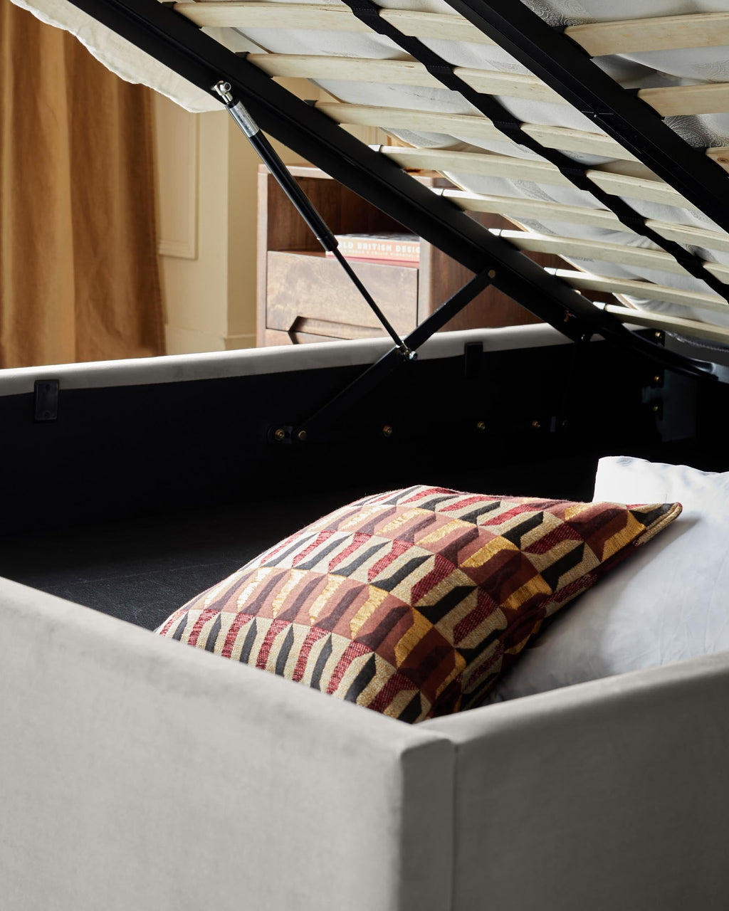 Amalfi Light Grey Velvet Super King Size Ottoman Storage Bed