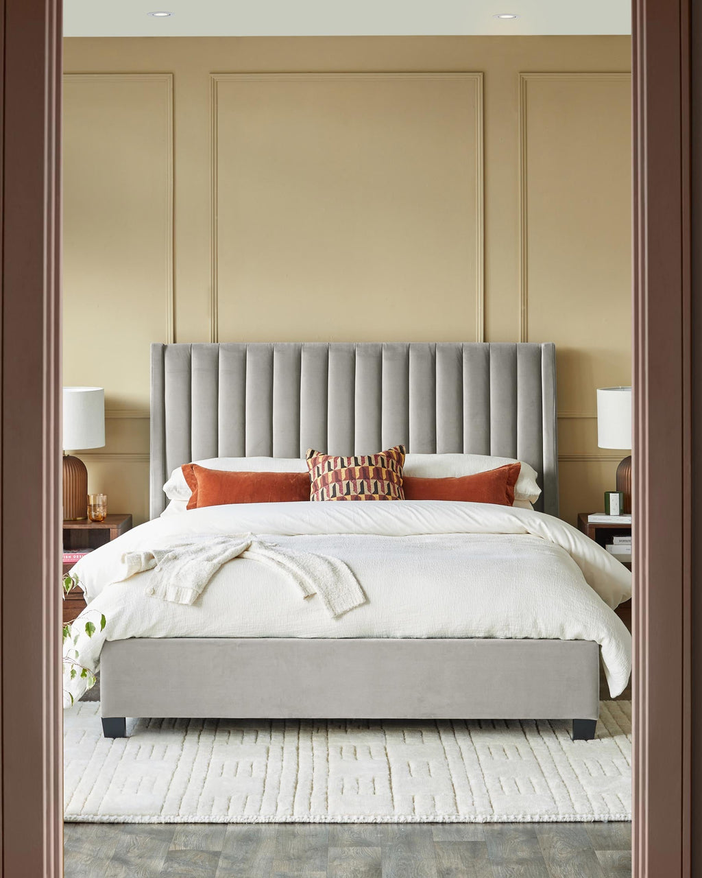 Amalfi Light Grey Velvet Super King Size Ottoman Storage Bed