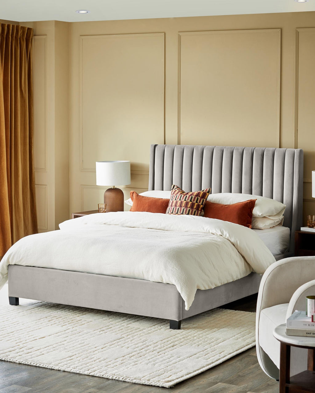 Amalfi Light Grey Velvet King Size Ottoman Storage Bed