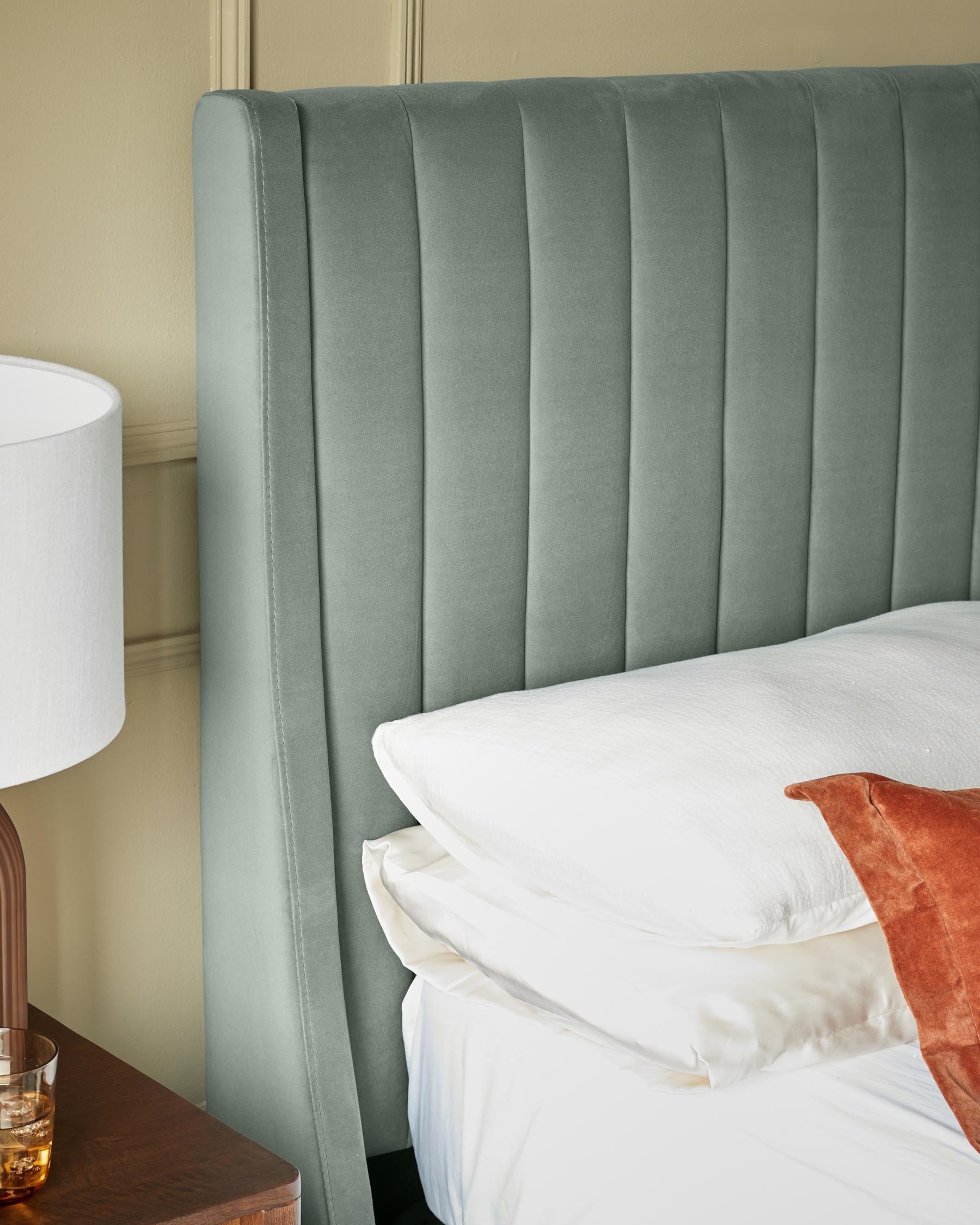 Amalfi Sage Green Velvet King Size Ottoman Storage Bed