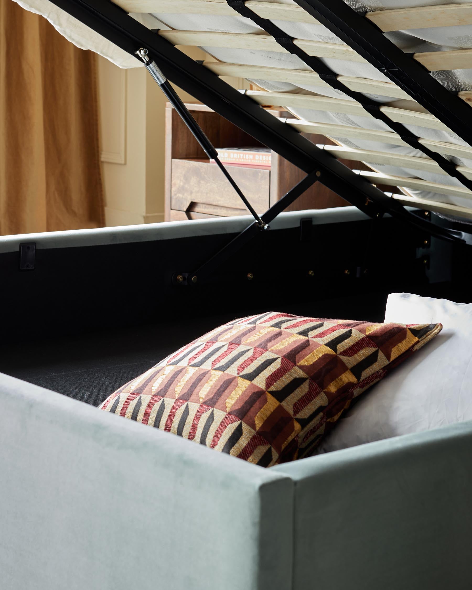 Amalfi Sage Green Velvet Super King Ottoman Storage Bed