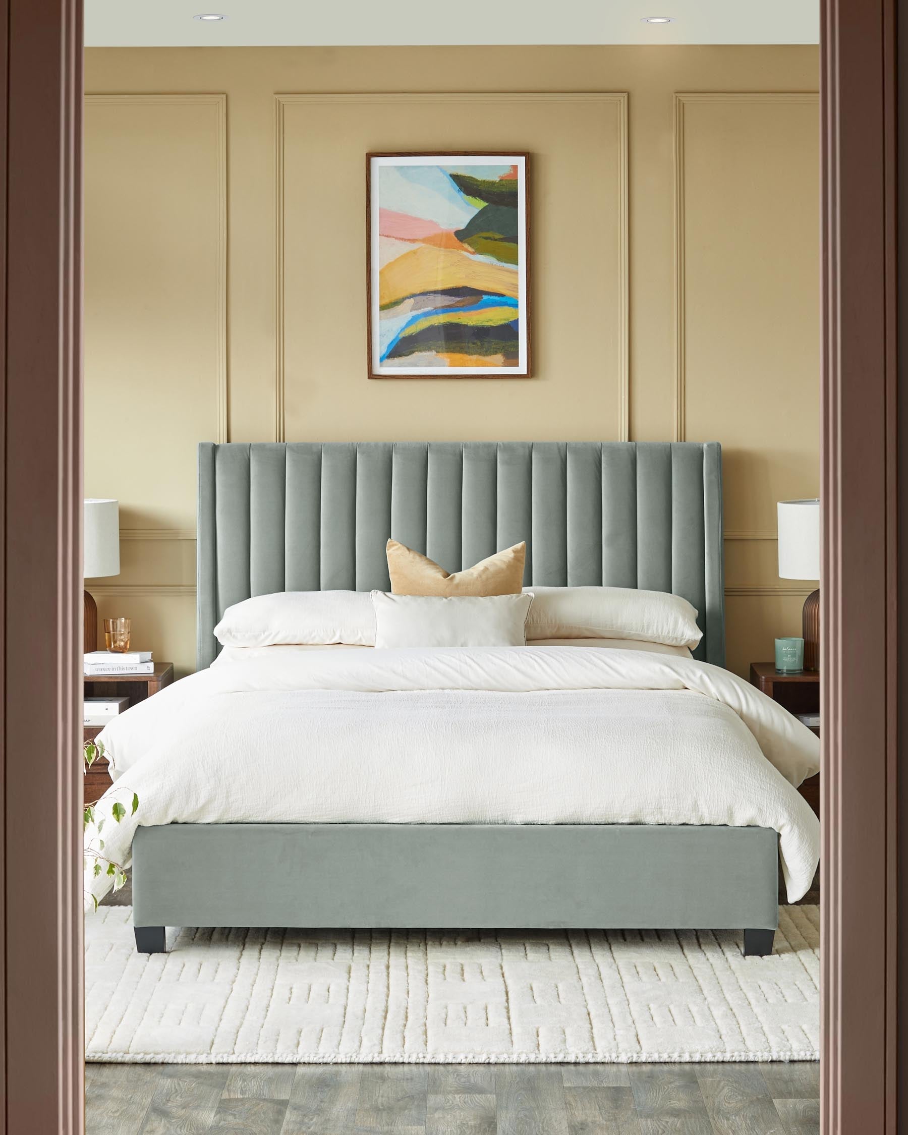 Amalfi Sage Green Velvet Double Ottoman Storage Bed