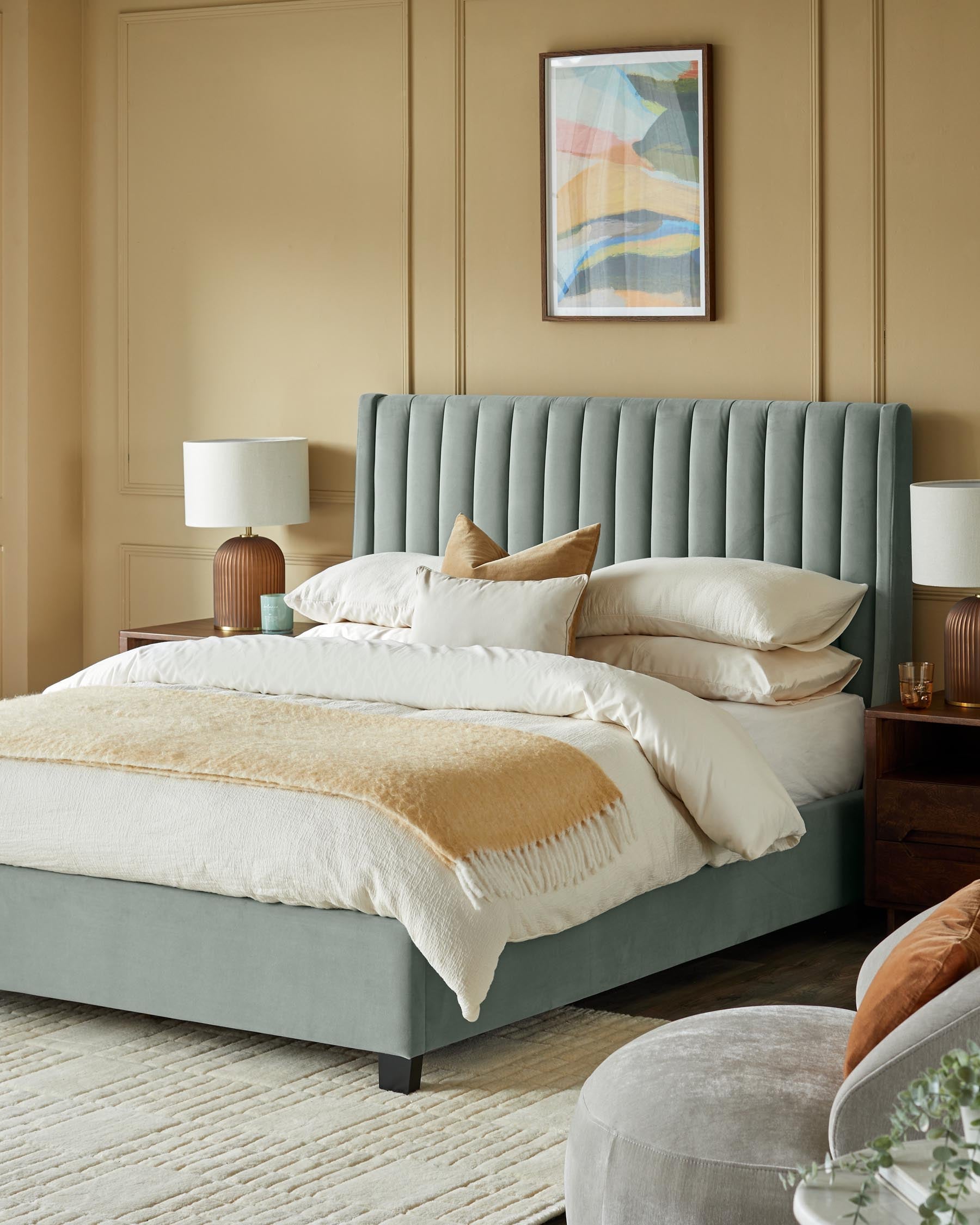 Amalfi Sage Green Velvet Super King Ottoman Storage Bed