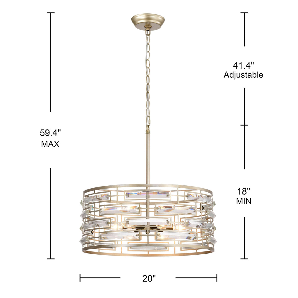 Anita Drum Shade Chandelier with Clear Glass Prism