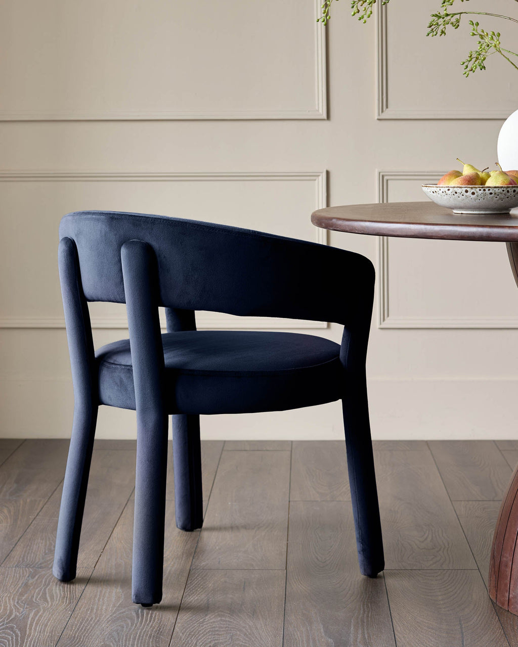Anya dark navy velvet upholstered dining chair