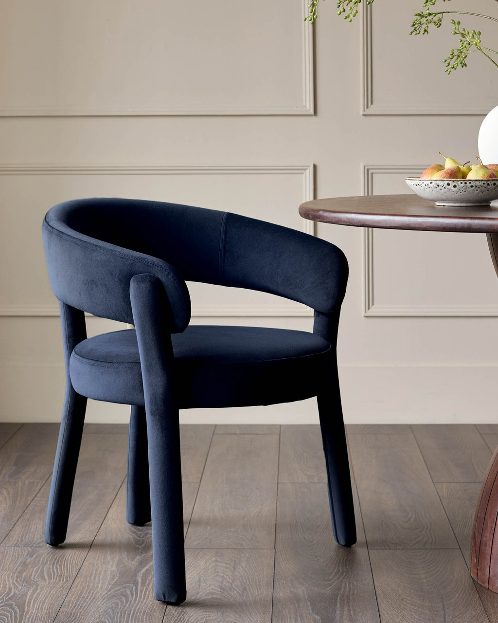 Anya dark navy velvet upholstered dining chair