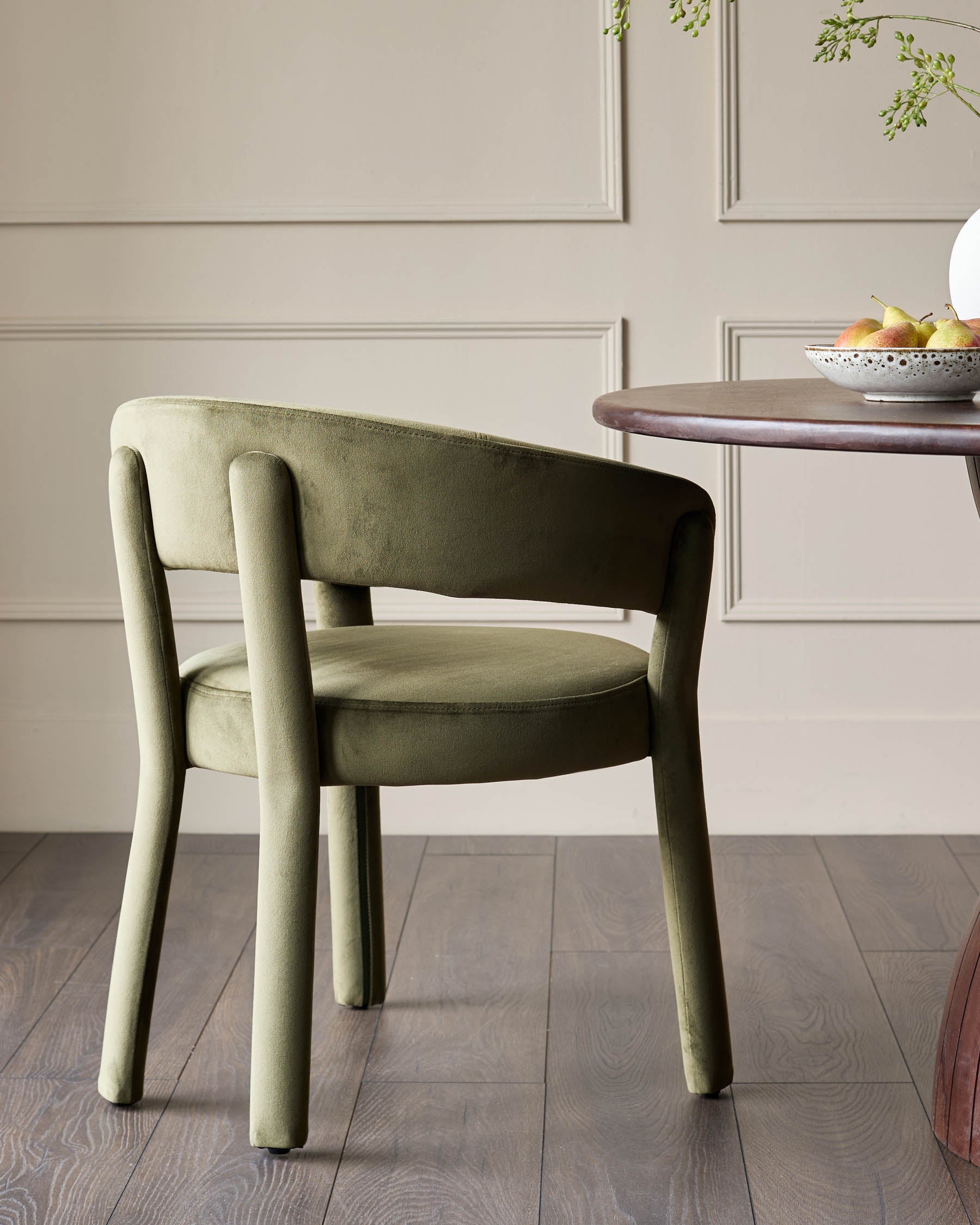 Anya olive green velvet dining chair