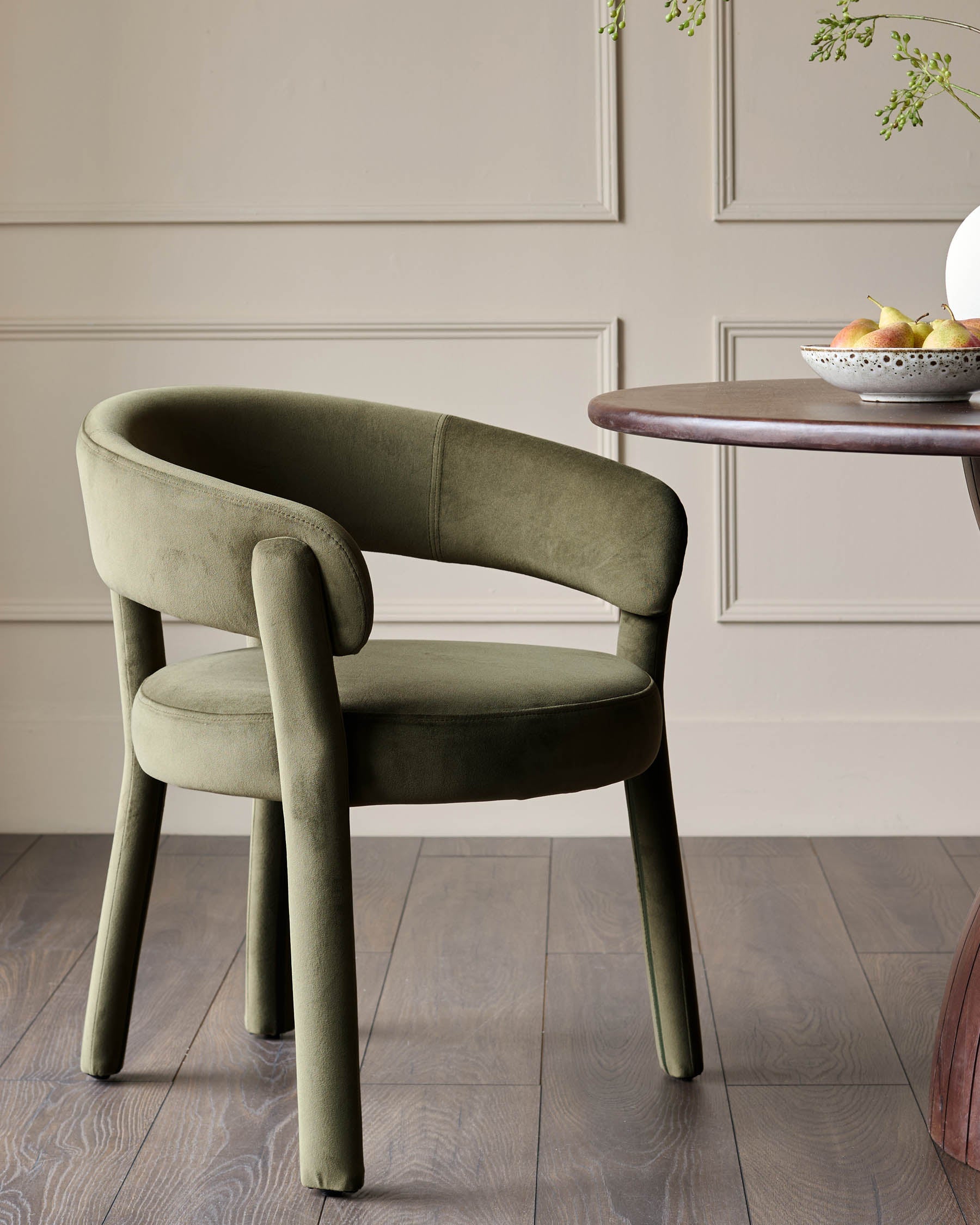 Anya olive green velvet dining chair