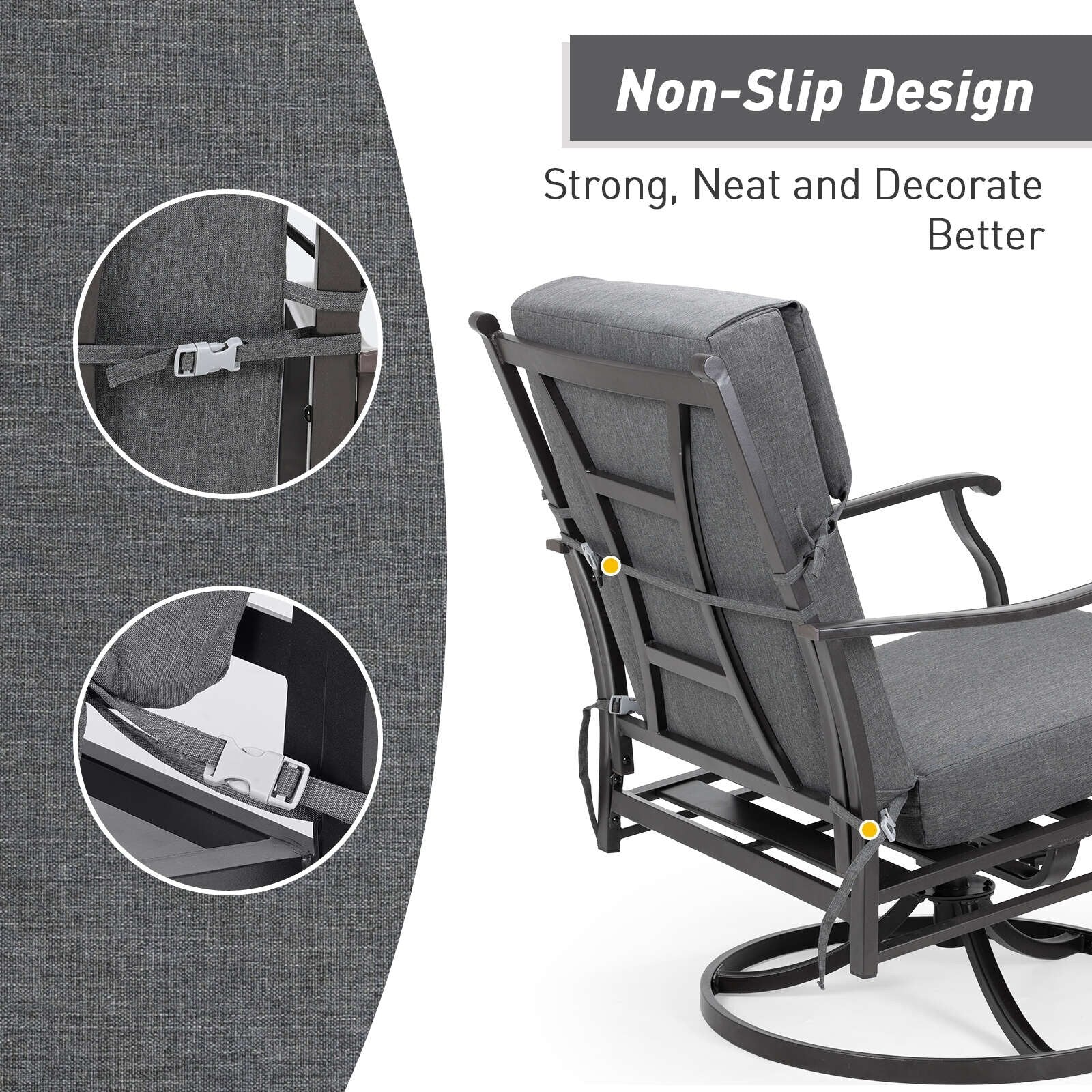 Aoodor Patio High Back Chair Cushions Set of 4, 46x21x4 Inches(Only Cushions)