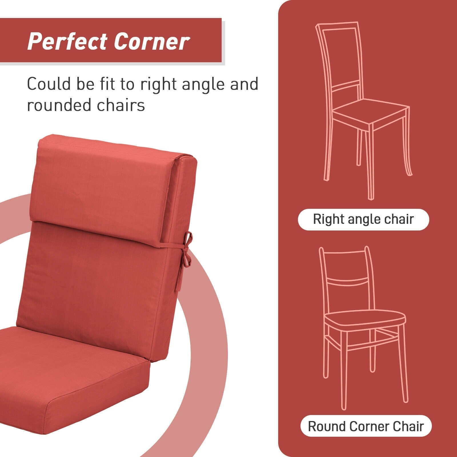 Aoodor Patio High Back Chair Cushions Set of 4, 46x21x4 Inches(Only Cushions)