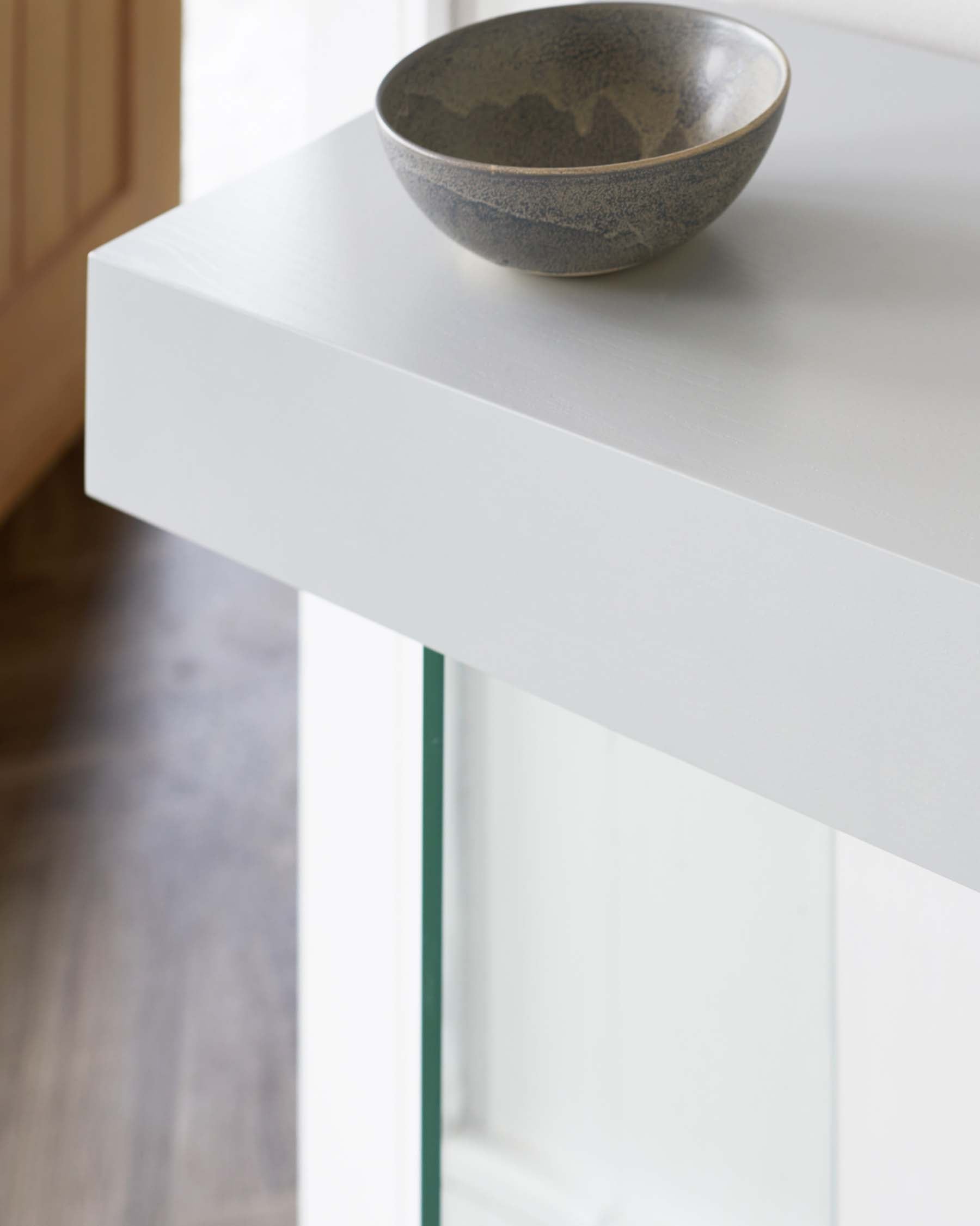 Aria White Oak and Glass Console Table