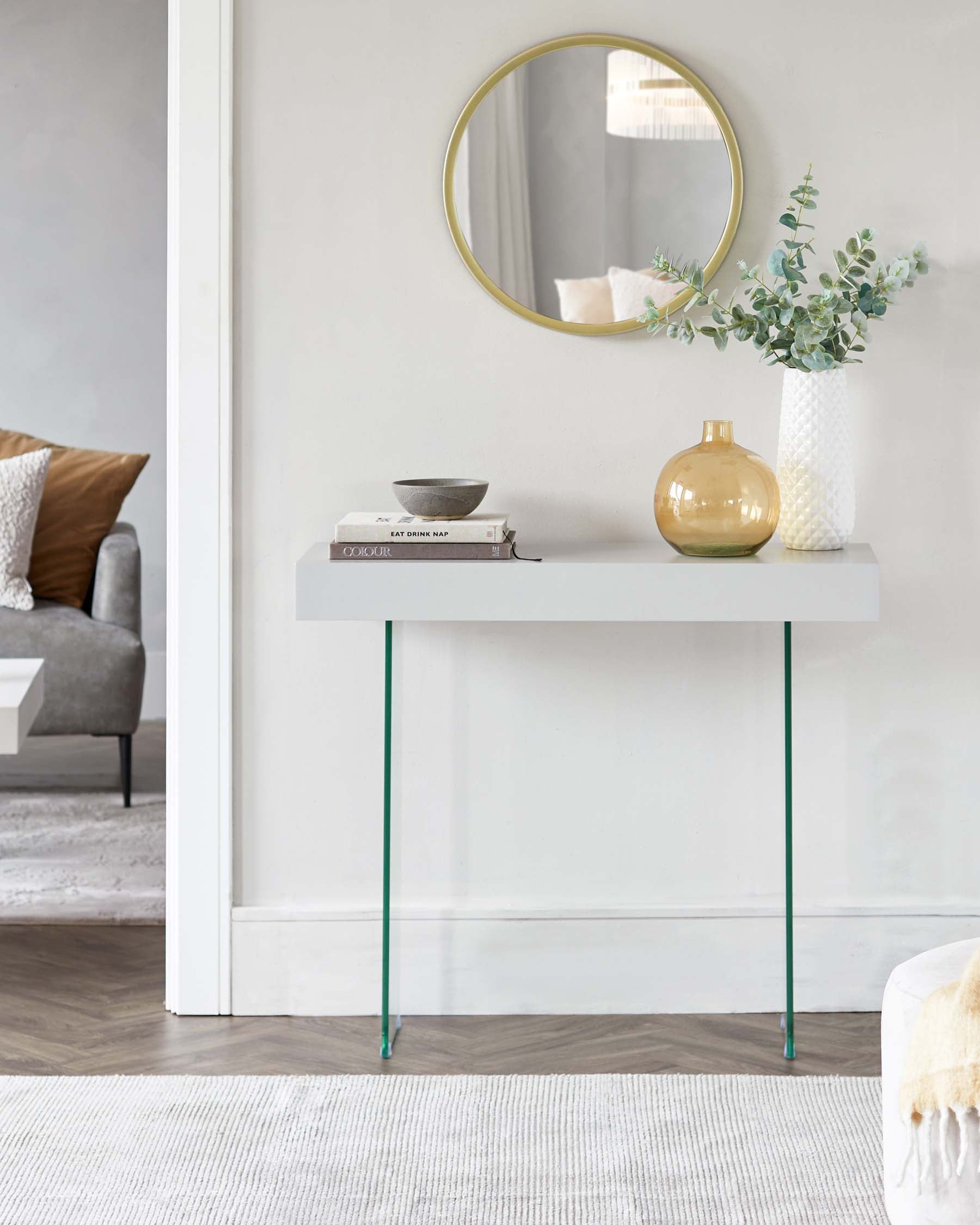 Aria White Oak and Glass Console Table