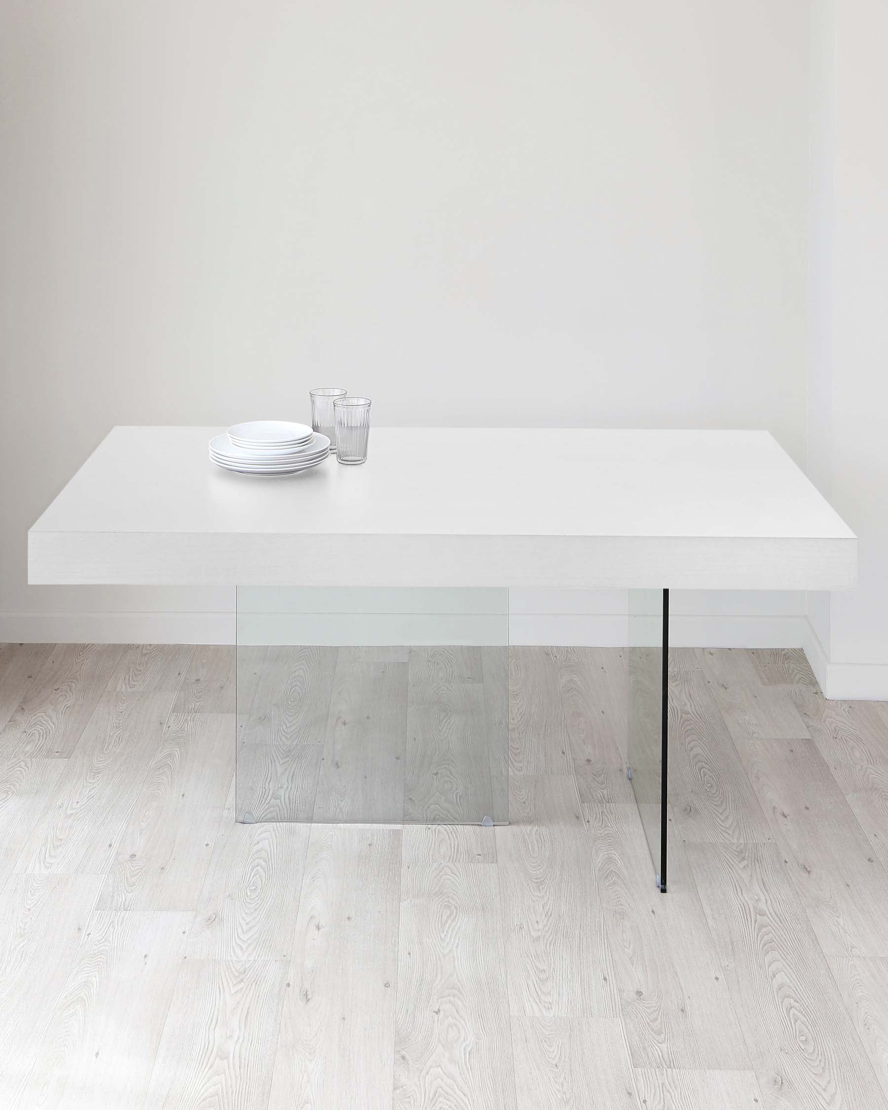 Aria White Oak And Glass 6 Seater Dining Table