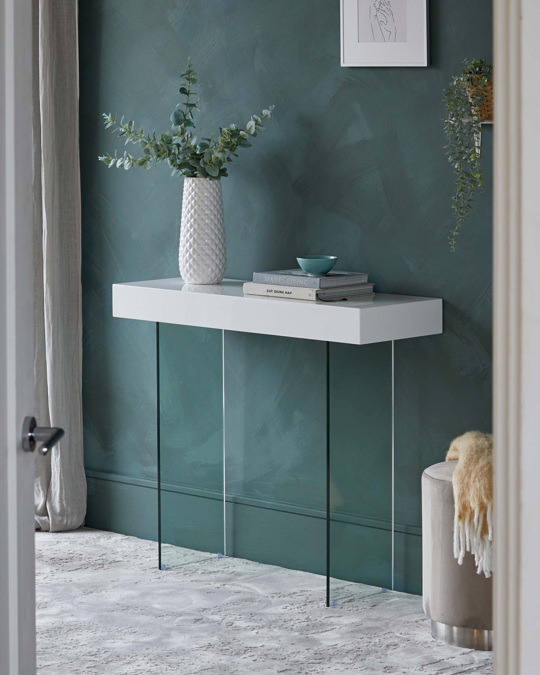 Aria White Gloss And Glass Console Table