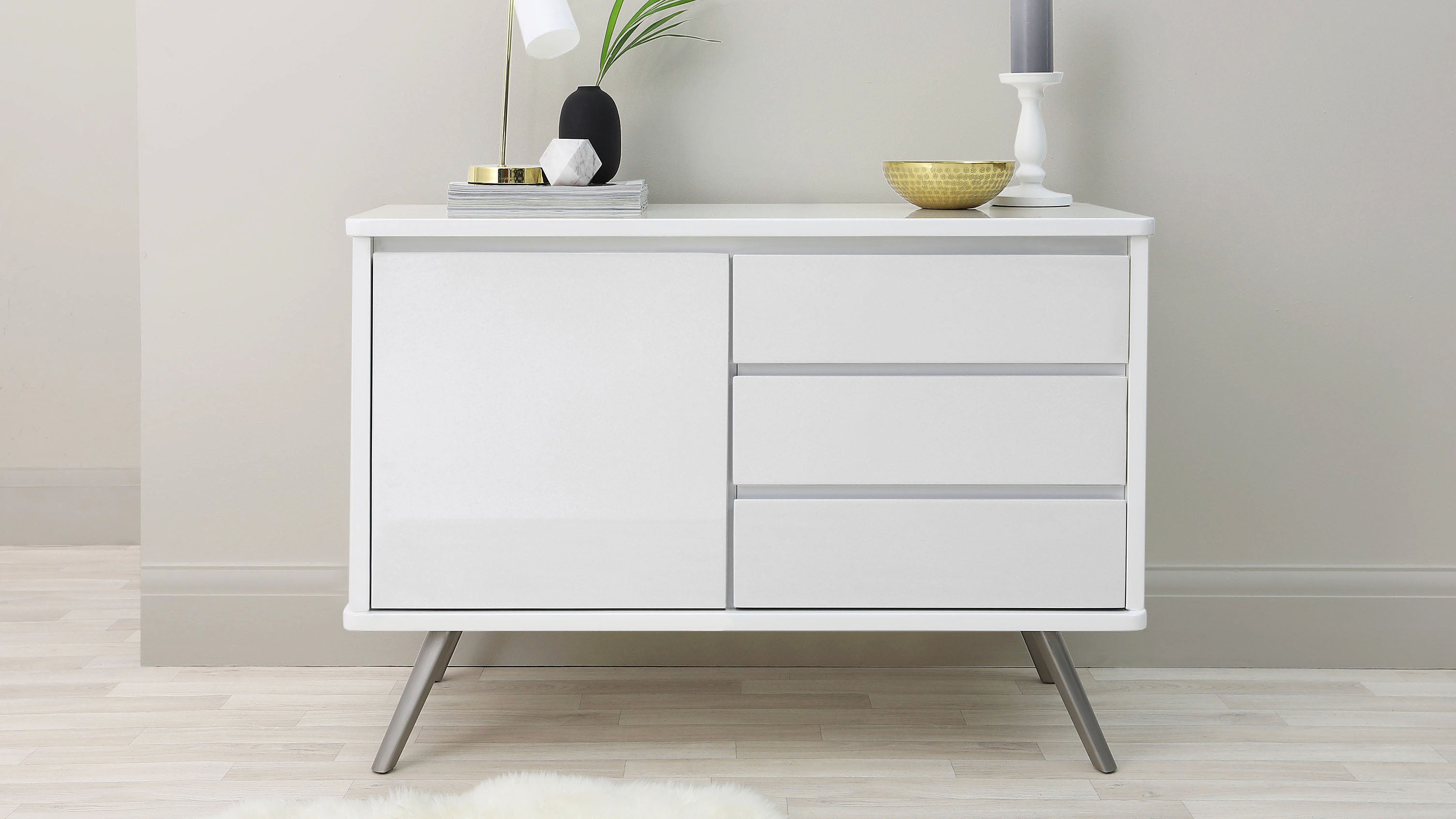 Assi Compact White Gloss Sideboard