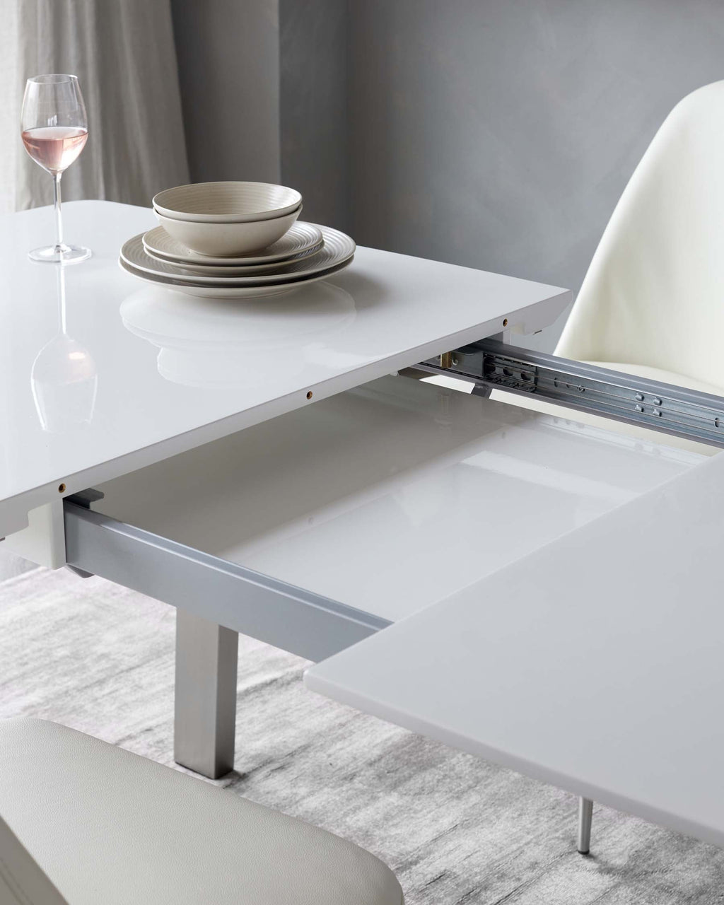 Assi White Gloss Extending 6 to 8 Seater Dining Table
