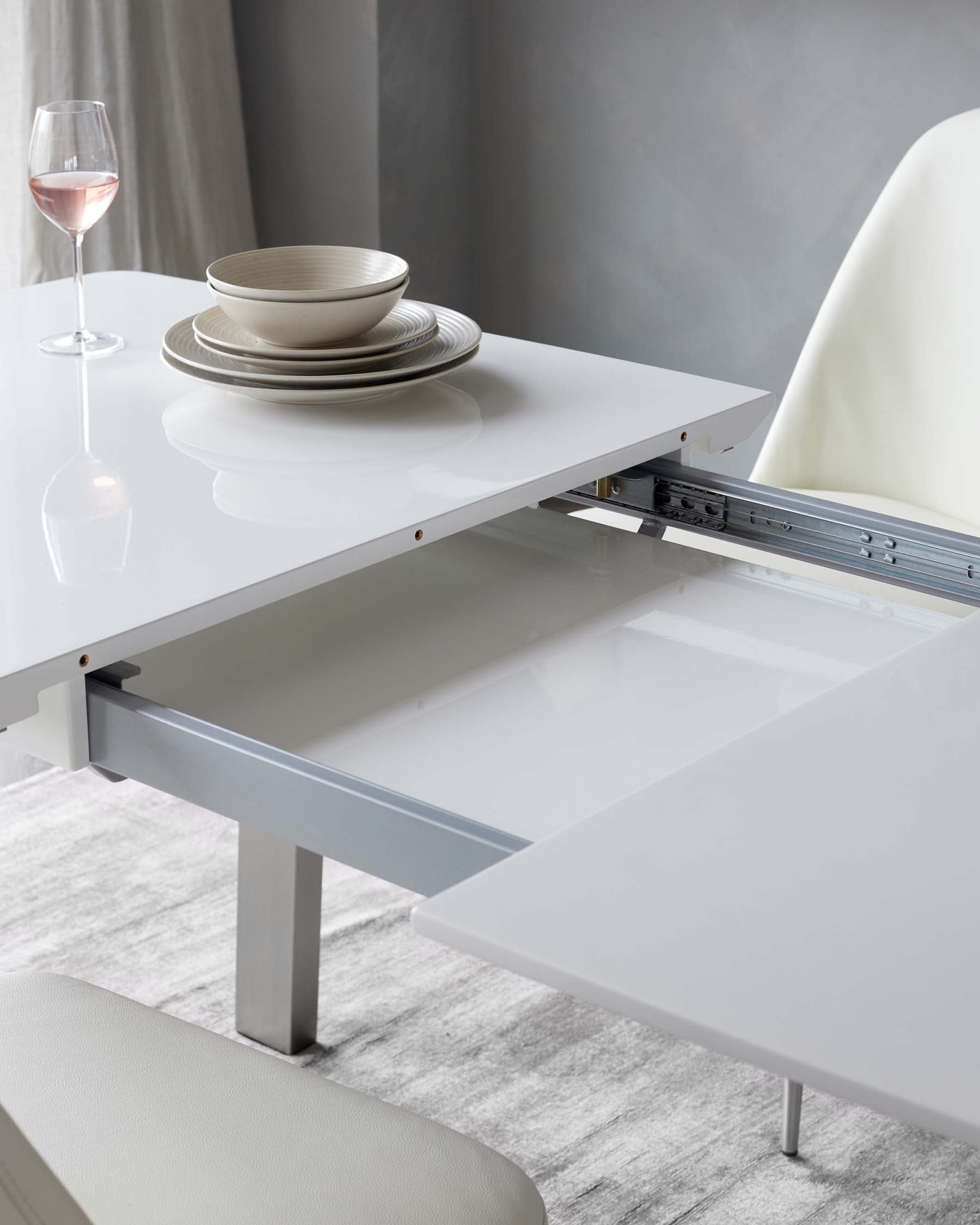 Assi White Gloss Extending 6 to 8 Seater Dining Table