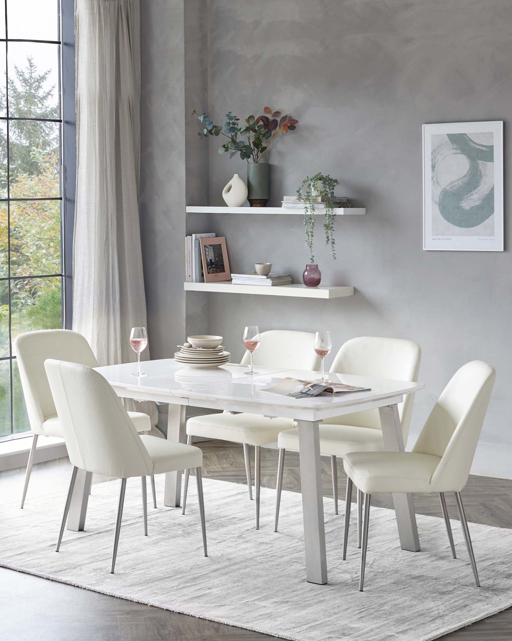 Assi White Gloss Extending 6 to 8 Seater Dining Table