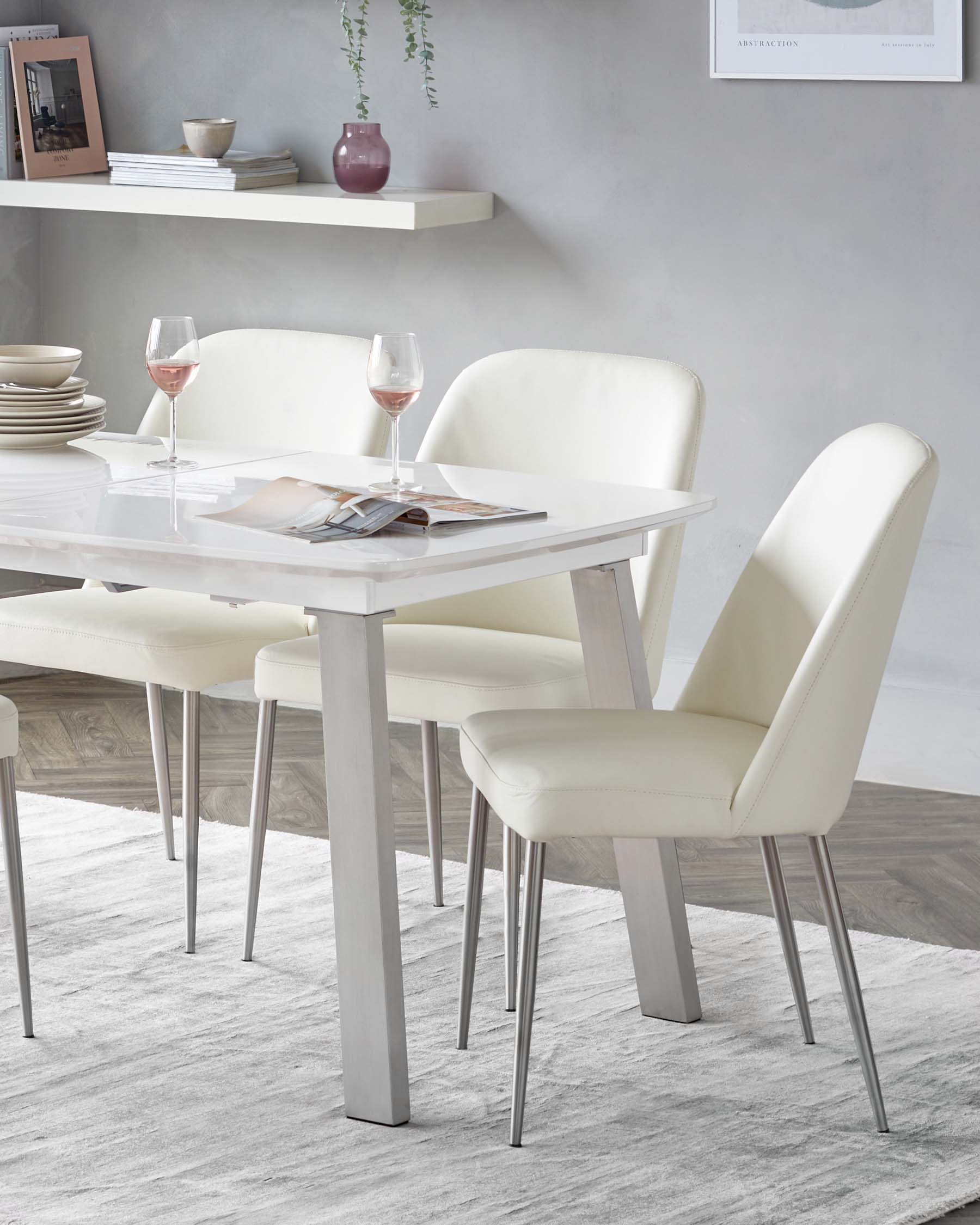Assi White Gloss Extending 6 to 8 Seater Dining Table