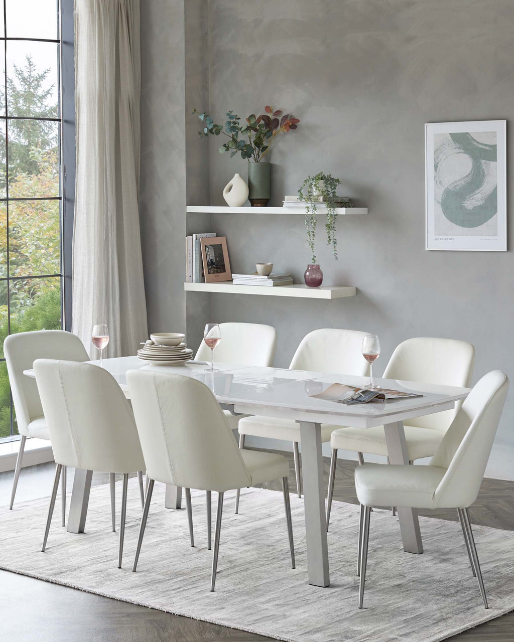 Assi White Gloss Extending 6 to 8 Seater Dining Table