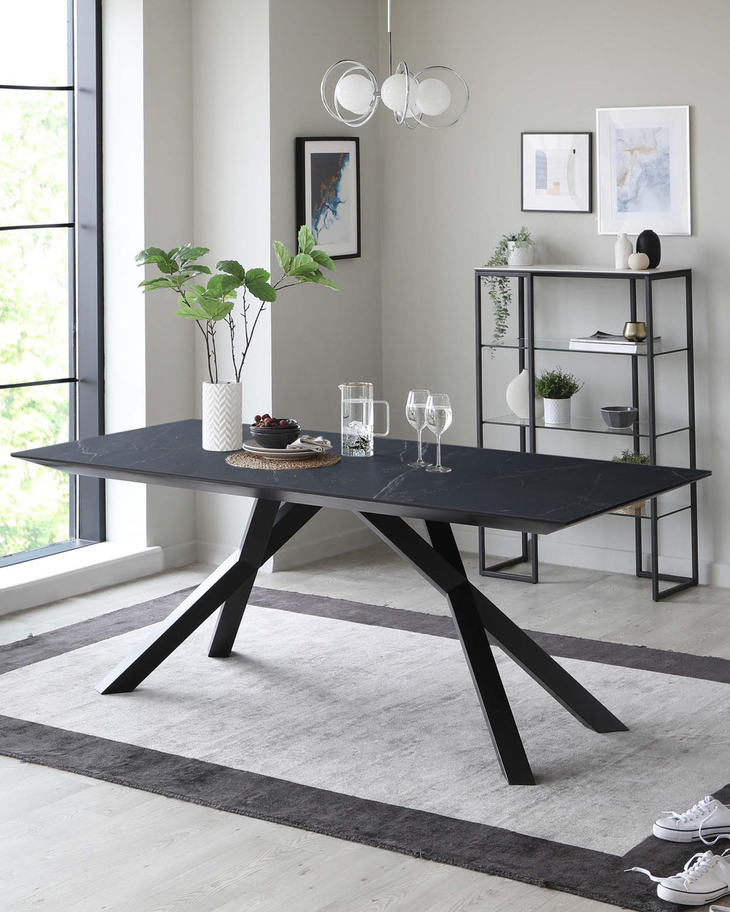 Atlanta Black Marbled Ceramic 8 Seater Dining Table