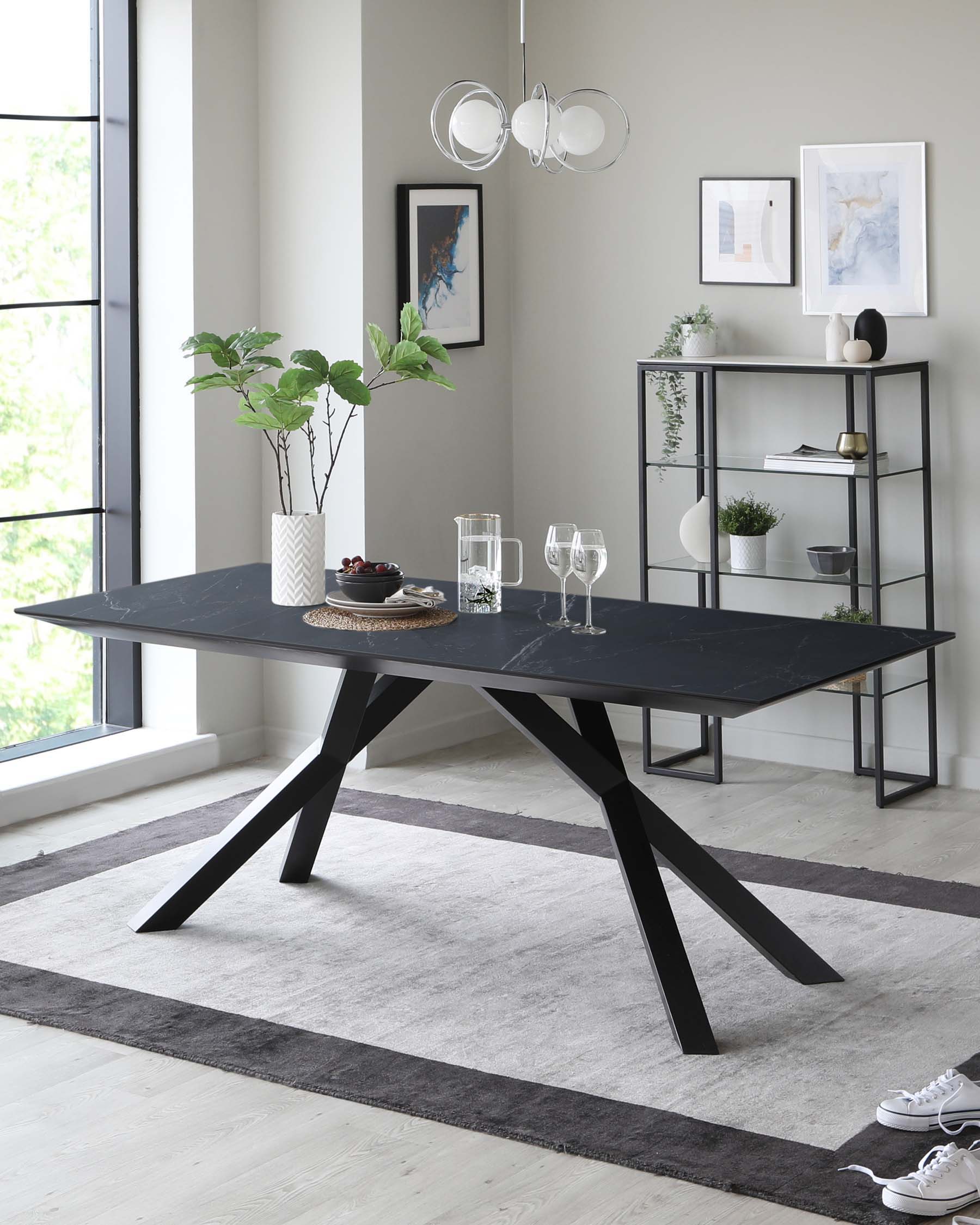 Atlanta Black Marbled Ceramic 8 Seater Dining Table