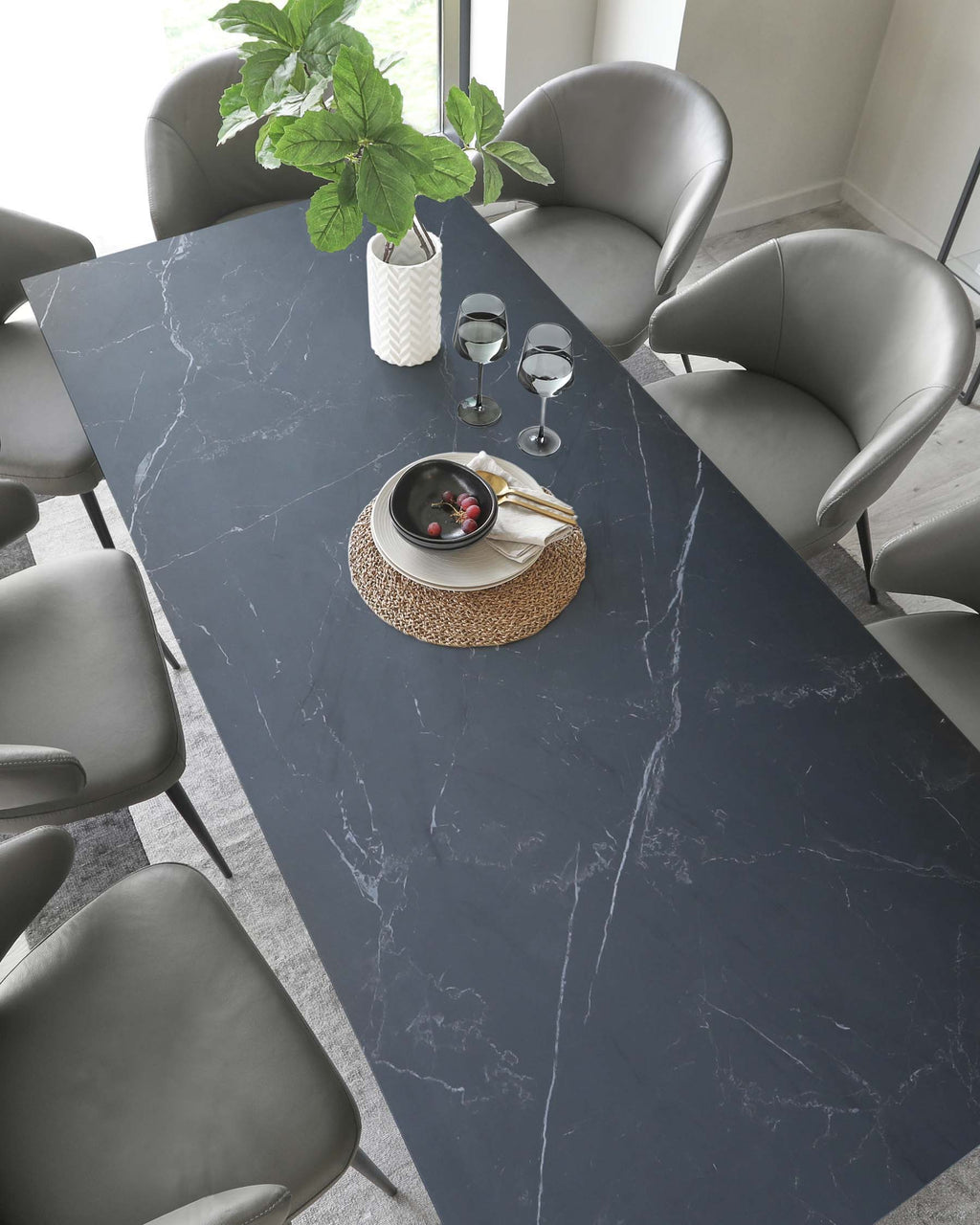 Atlanta Black Marbled Ceramic 8 Seater Dining Table