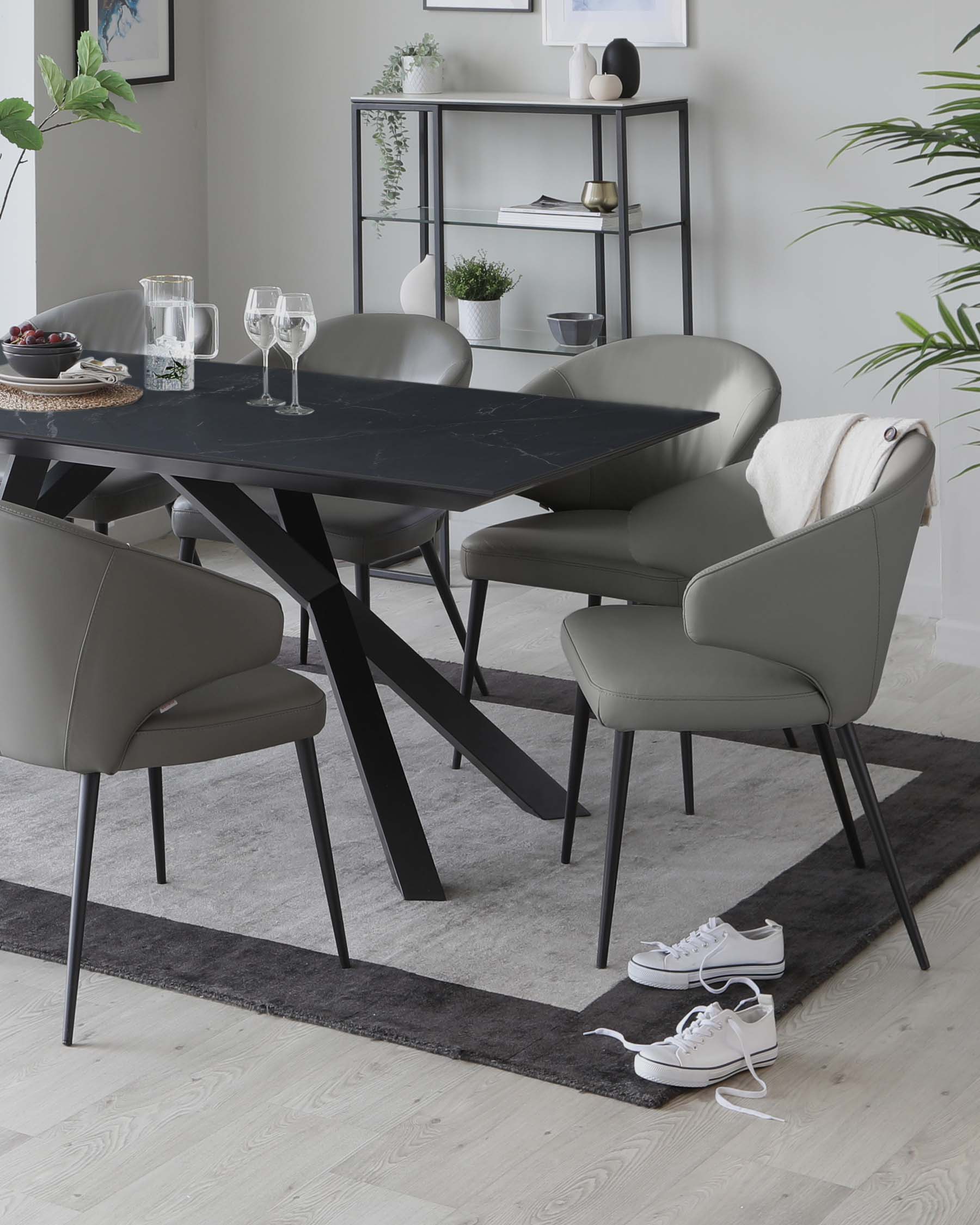 Atlanta Black Marbled Ceramic 8 Seater Dining Table