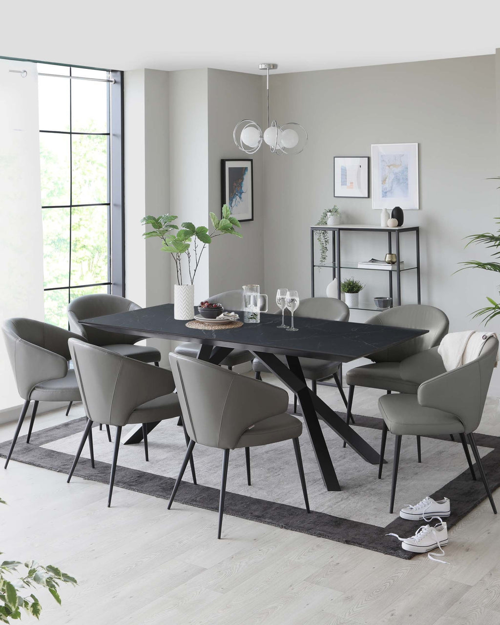 Atlanta Black Marbled Ceramic 8 Seater Dining Table