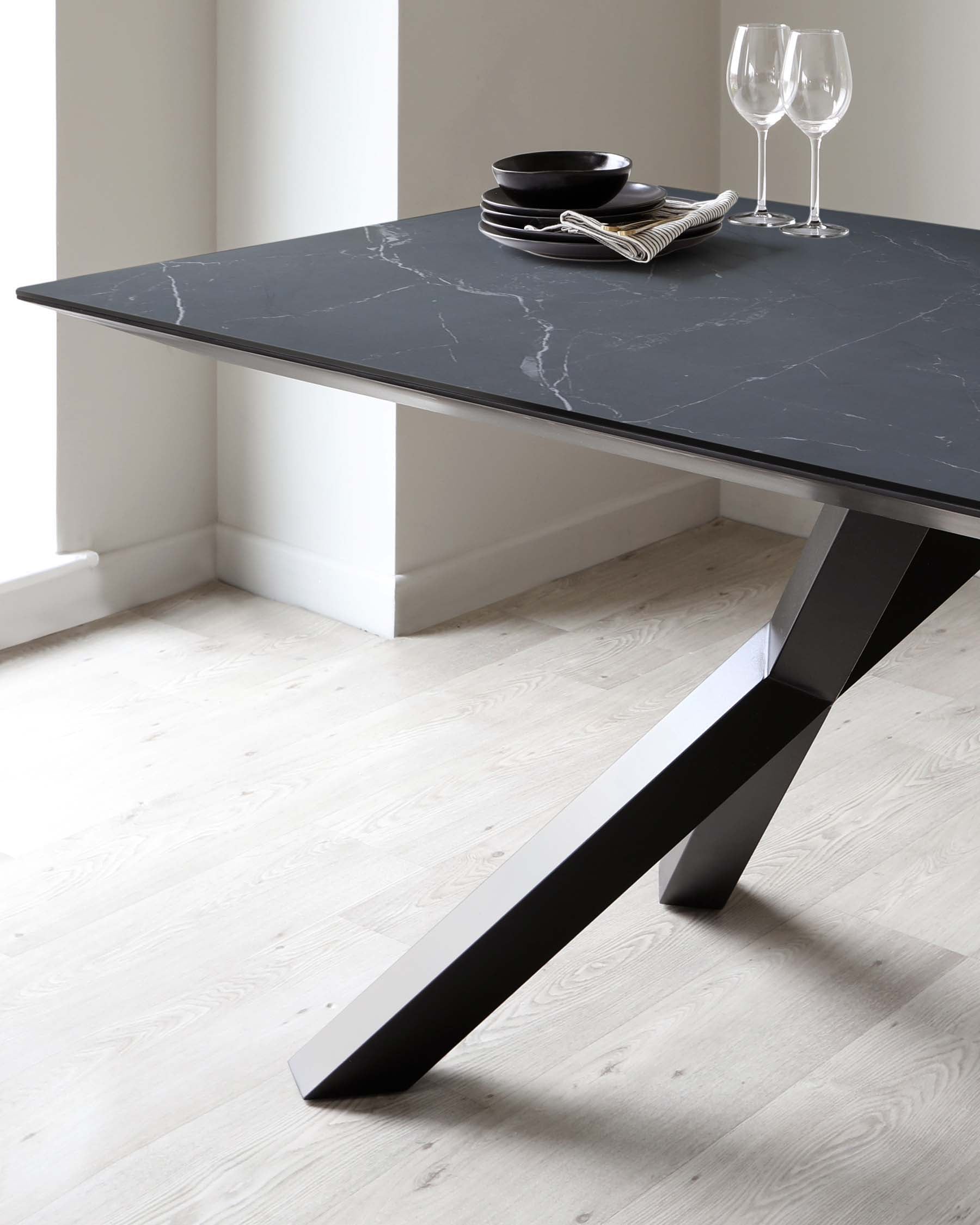Atlanta Black Marbled Ceramic 8 Seater Dining Table