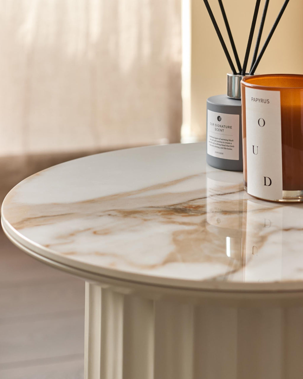 Austin natural ceramic coffee table and Austin natural ceramic side table set